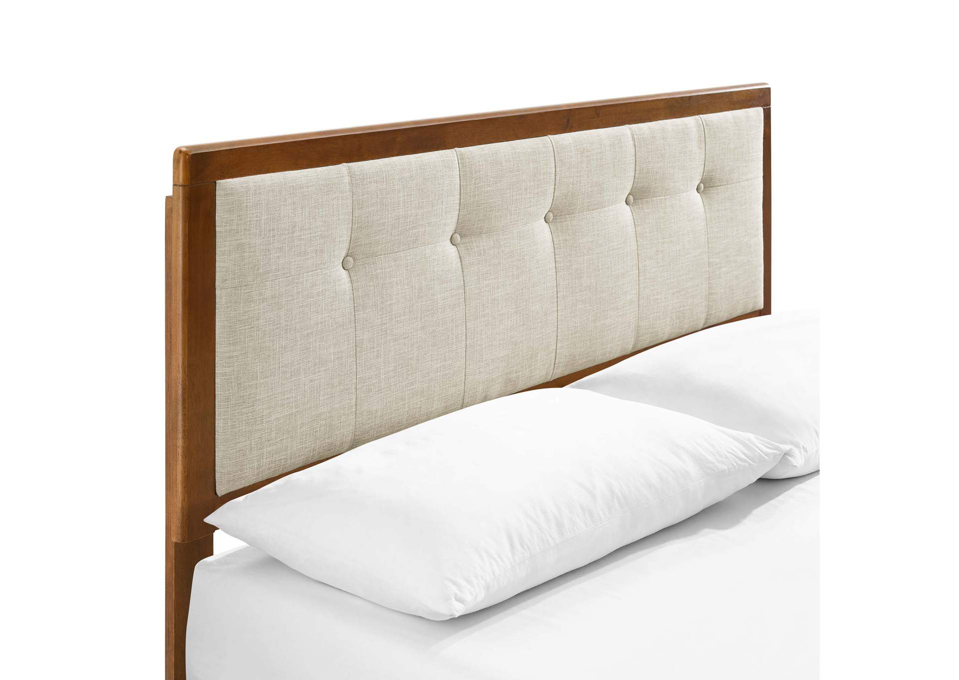 Walnut Beige Willow Full Wood Platform Bed With Angular Frame,Modway