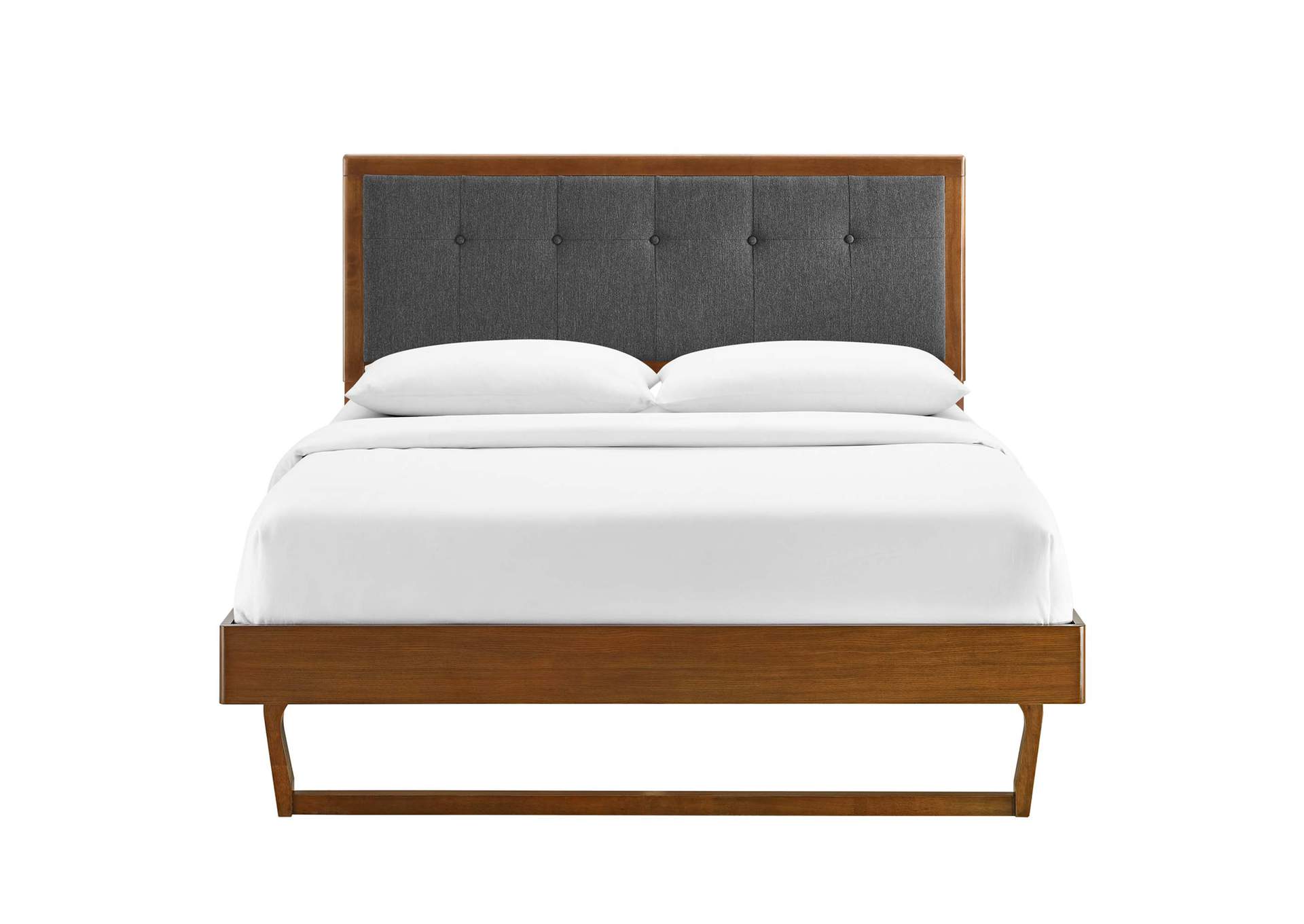 Walnut Charcoal Willow Full Wood Platform Bed With Angular Frame,Modway