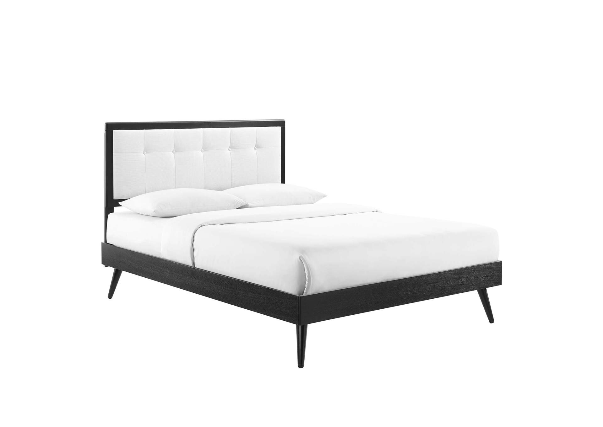 Black White Willow Full Wood Platform Bed With Splayed Legs,Modway