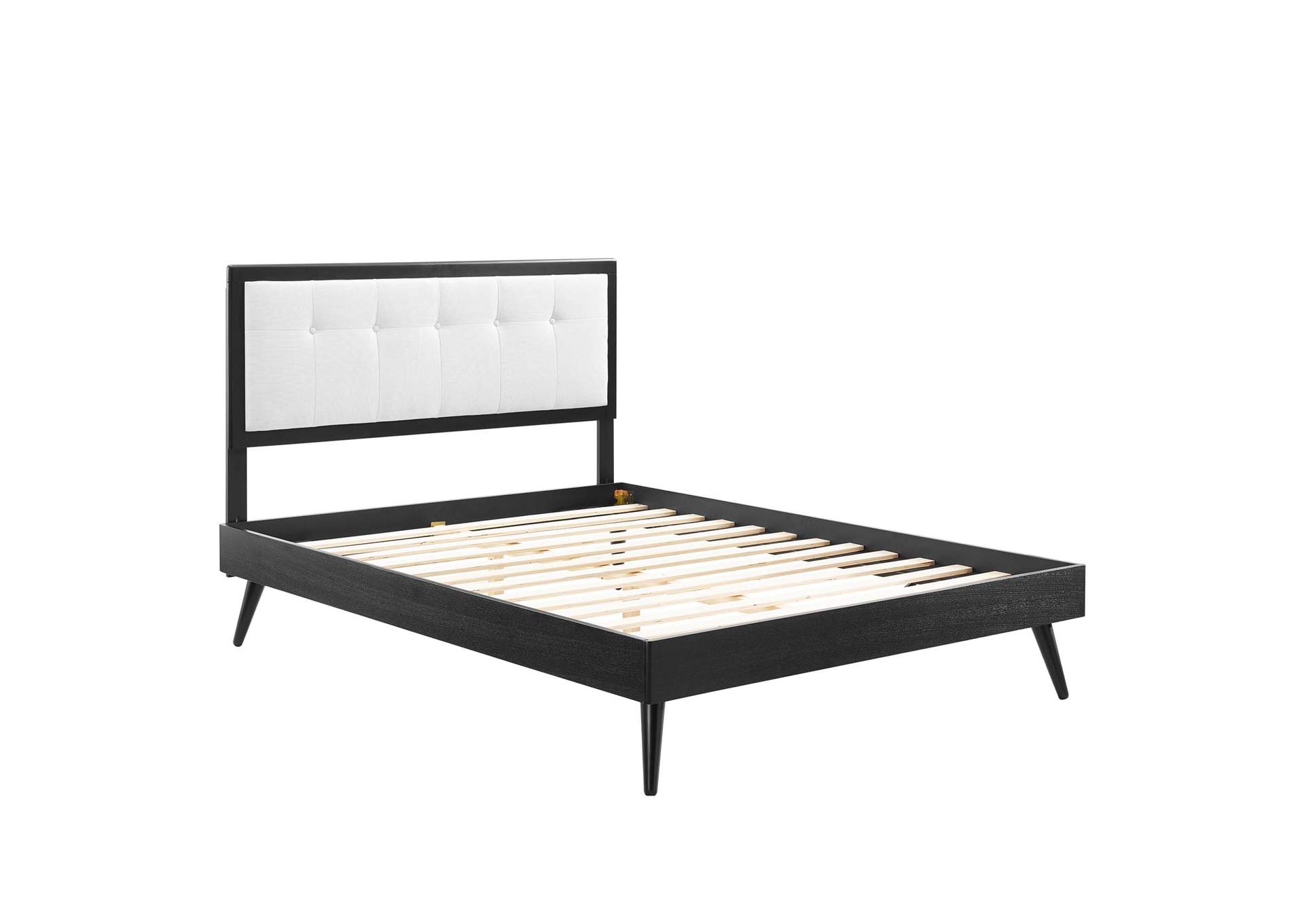 Black White Willow Full Wood Platform Bed With Splayed Legs,Modway