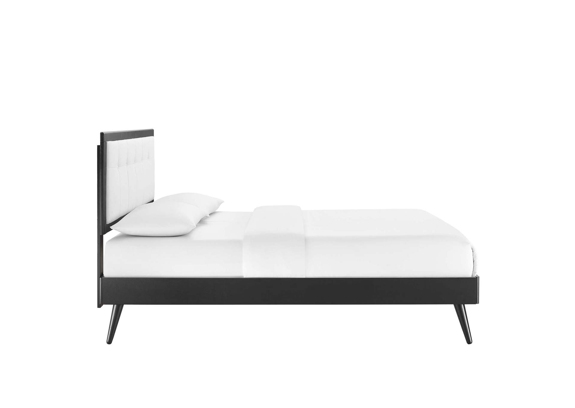 Black White Willow Full Wood Platform Bed With Splayed Legs,Modway