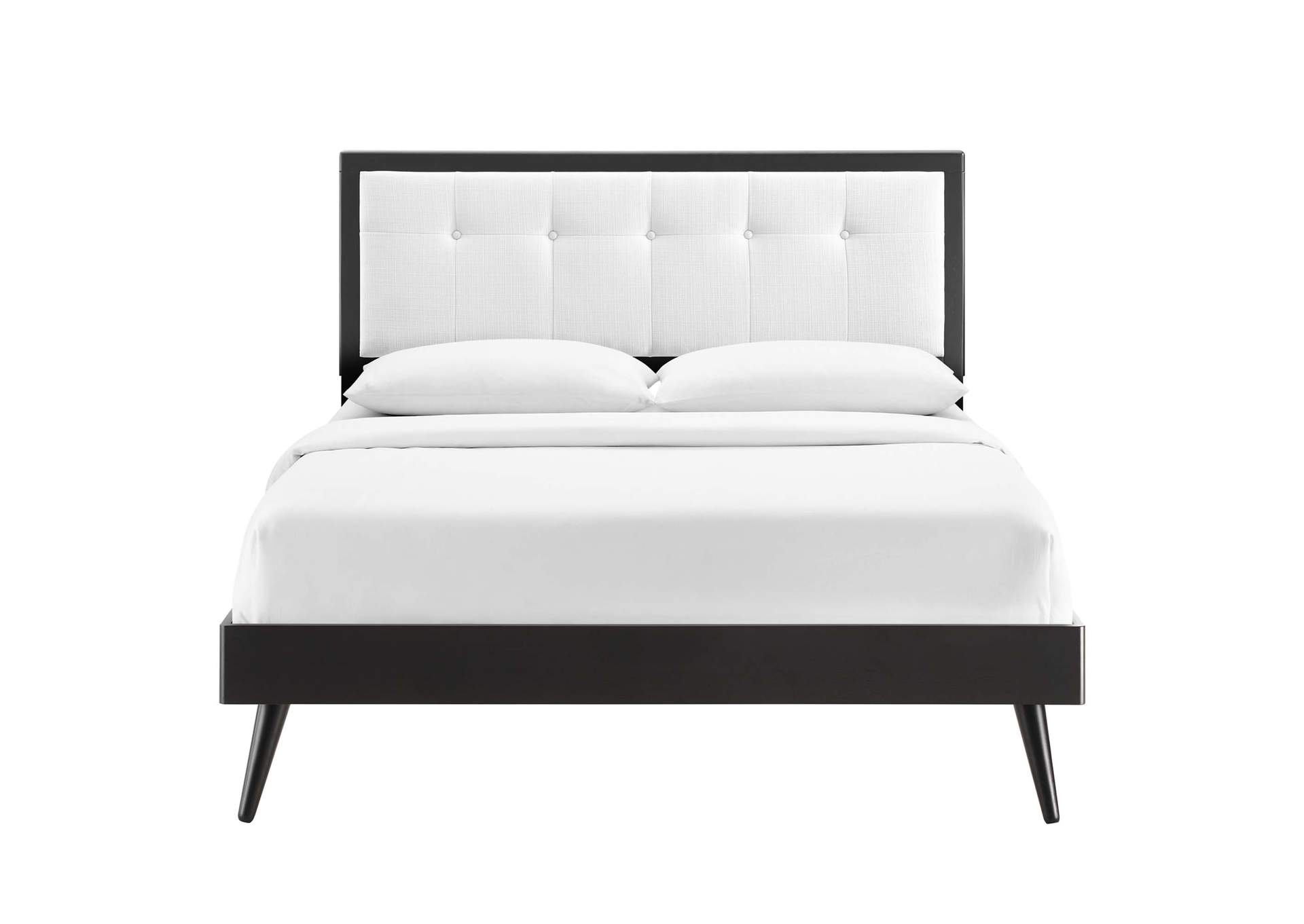 Black White Willow Full Wood Platform Bed With Splayed Legs,Modway