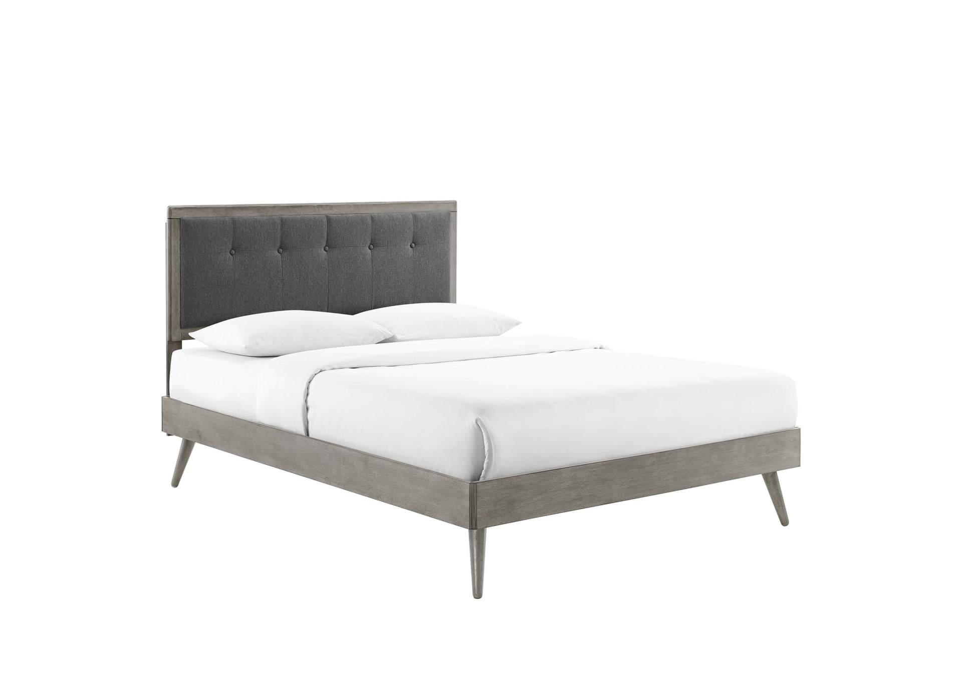 Gray Charcoal Willow Full Wood Platform Bed With Splayed Legs,Modway