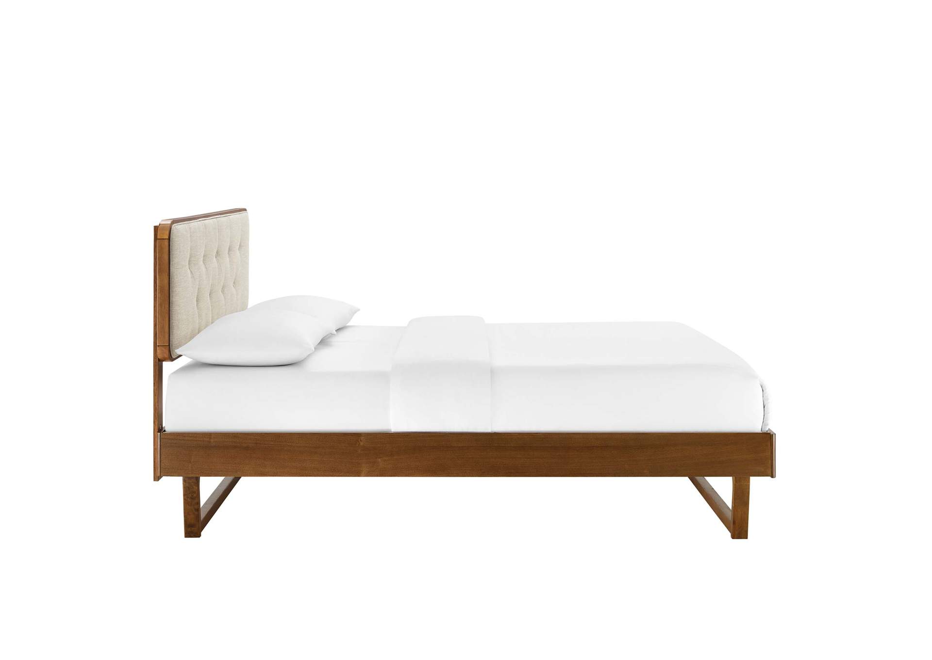 Walnut Beige Bridgette Full Wood Platform Bed With Angular Frame,Modway