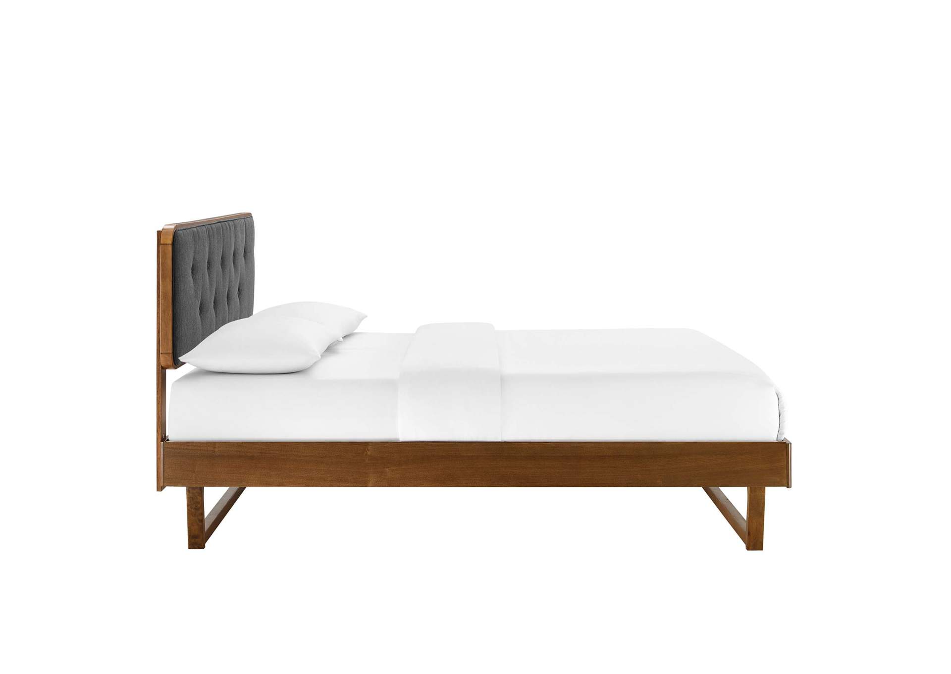 Walnut Charcoal Bridgette Full Wood Platform Bed With Angular Frame,Modway