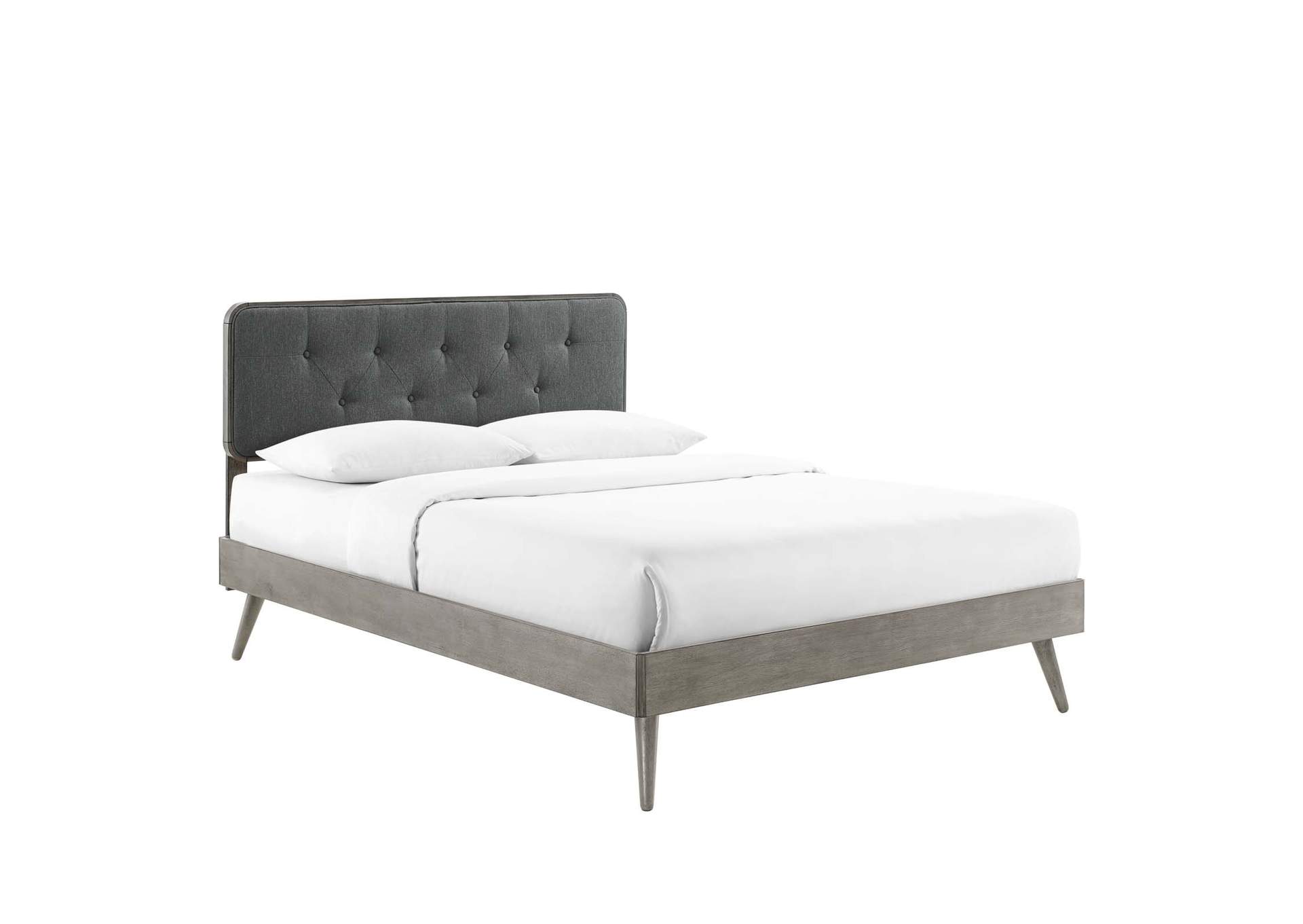 Gray Charcoal Bridgette Full Wood Platform Bed With Splayed Legs,Modway