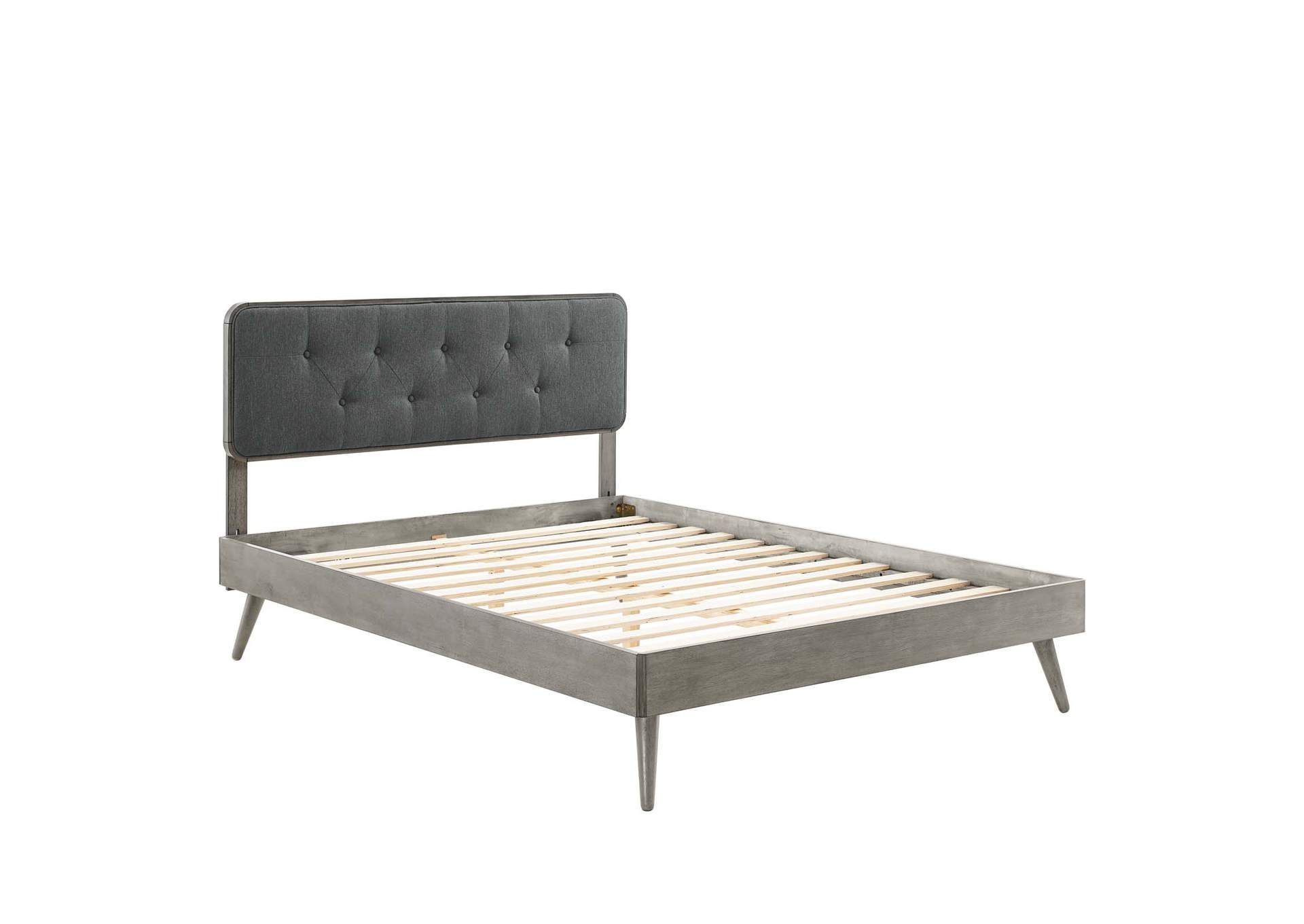 Gray Charcoal Bridgette Full Wood Platform Bed With Splayed Legs,Modway