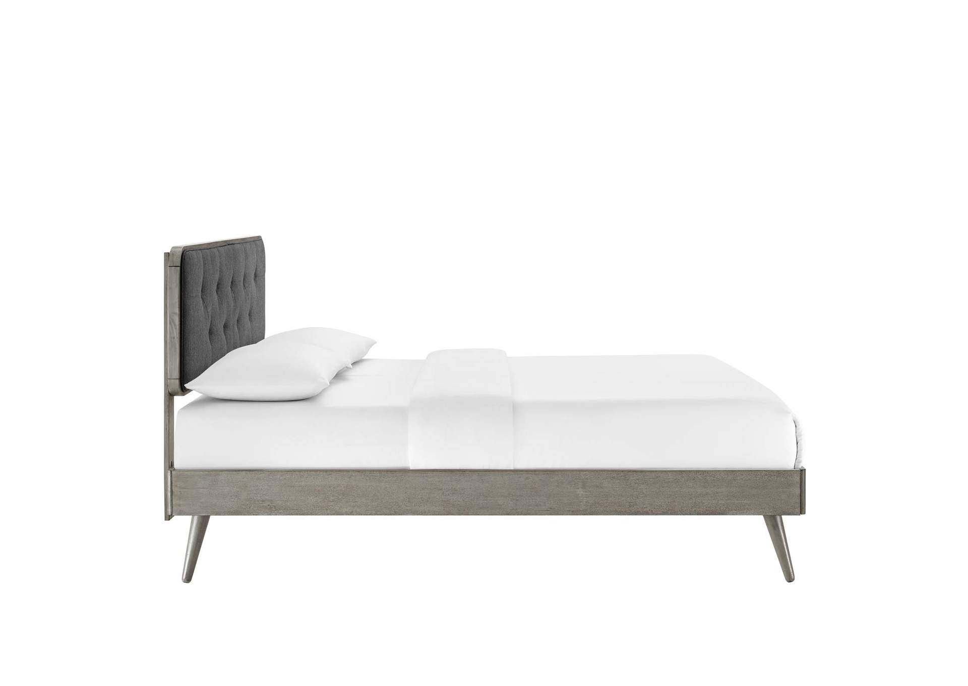 Gray Charcoal Bridgette Full Wood Platform Bed With Splayed Legs,Modway