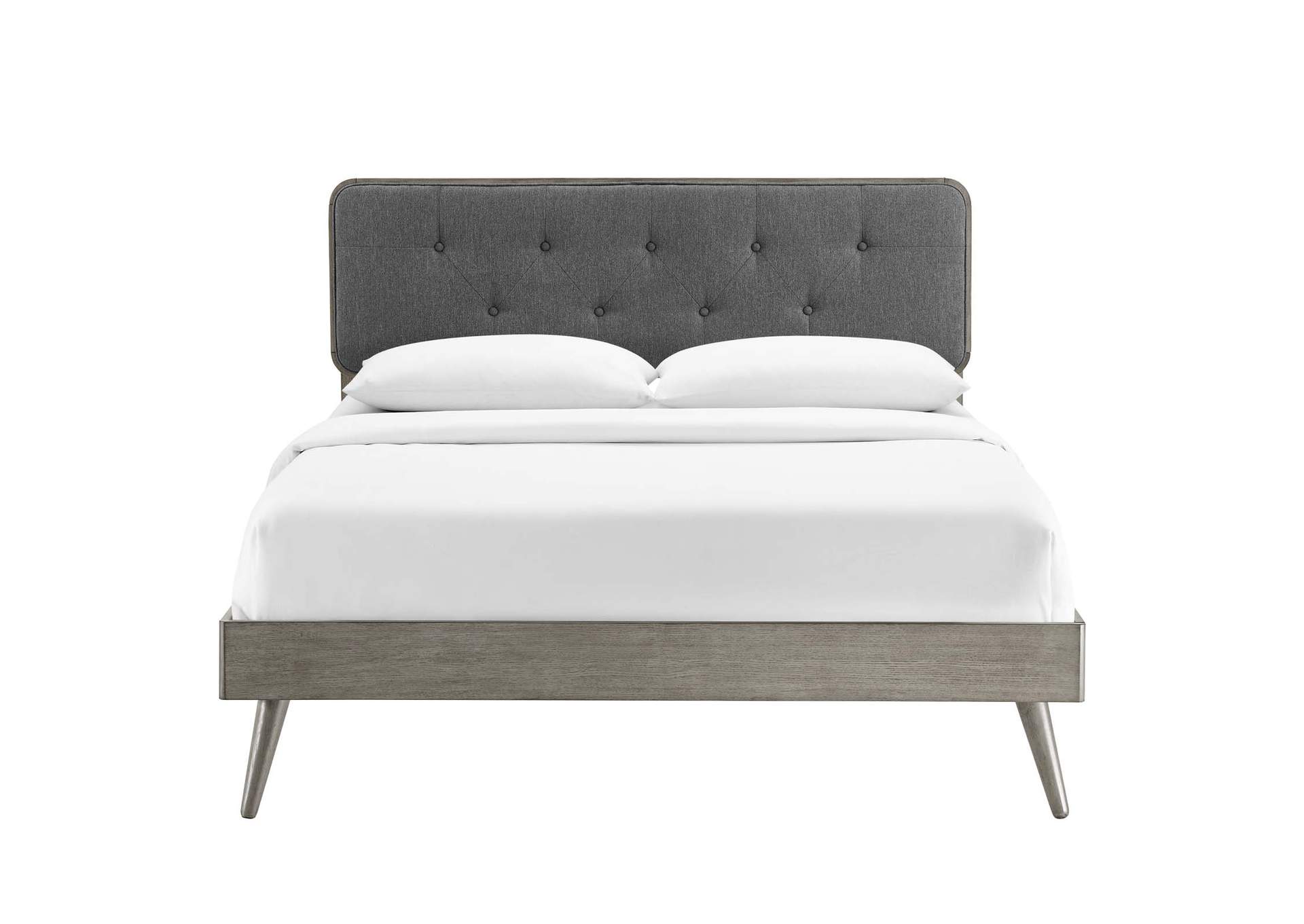 Gray Charcoal Bridgette Full Wood Platform Bed With Splayed Legs,Modway