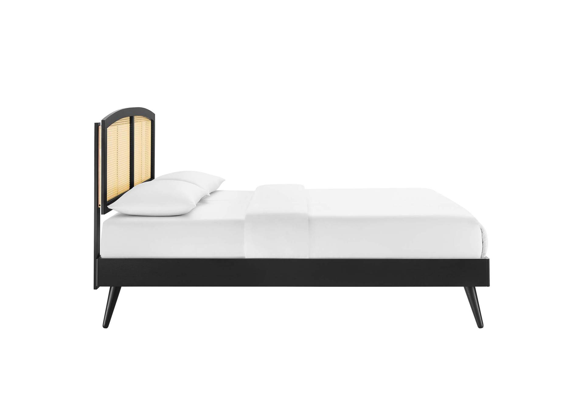 Black Sierra Cane and Wood Full Platform Bed With Splayed Legs,Modway