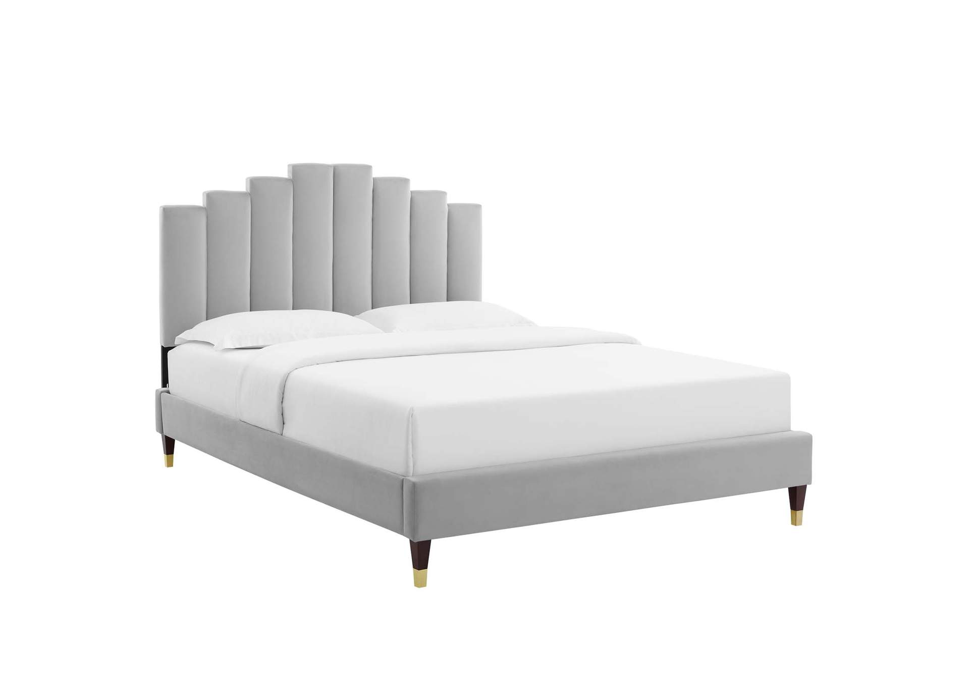 Light Gray Elise Twin Performance Velvet Platform Bed,Modway