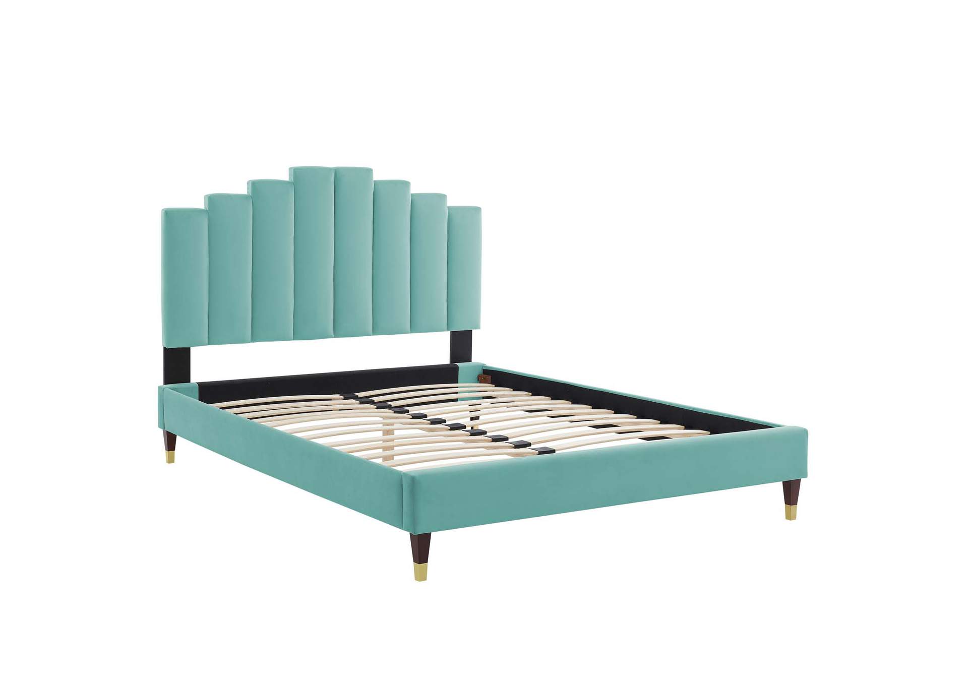 Mint Elise Twin Performance Velvet Platform Bed,Modway