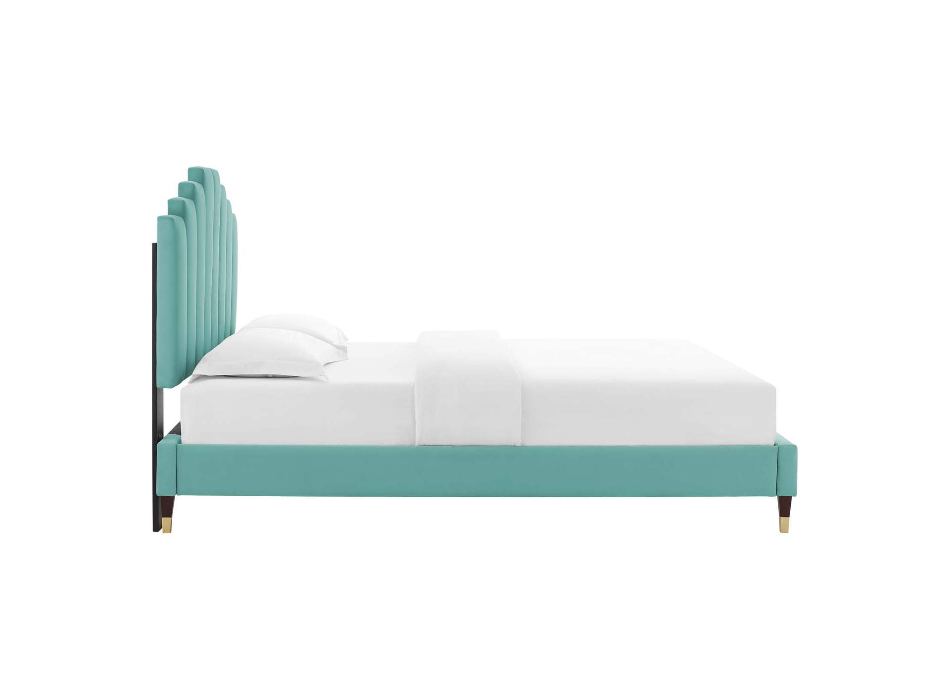 Mint Elise Twin Performance Velvet Platform Bed,Modway