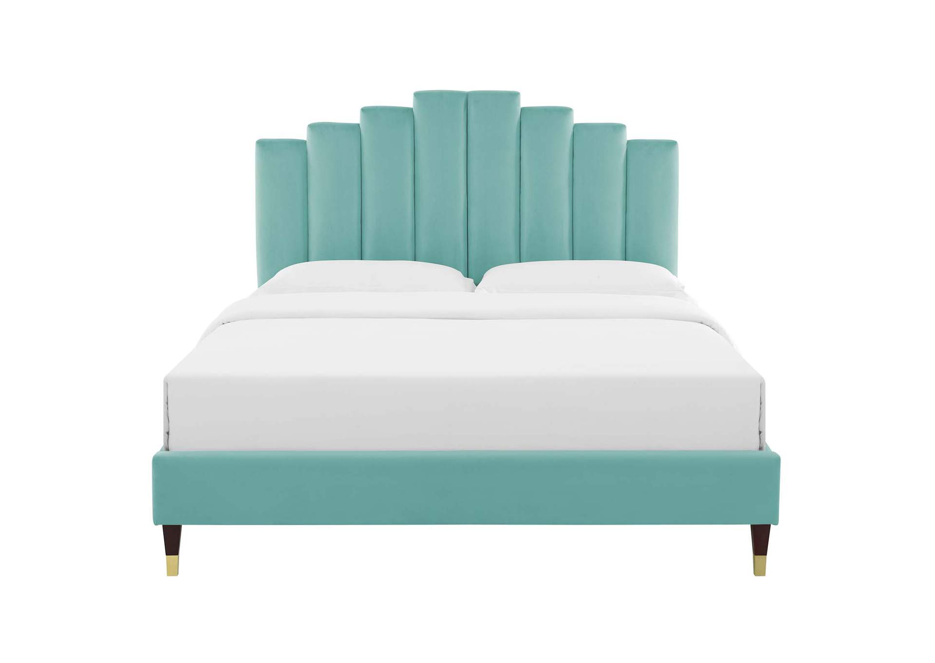 Mint Elise Twin Performance Velvet Platform Bed,Modway