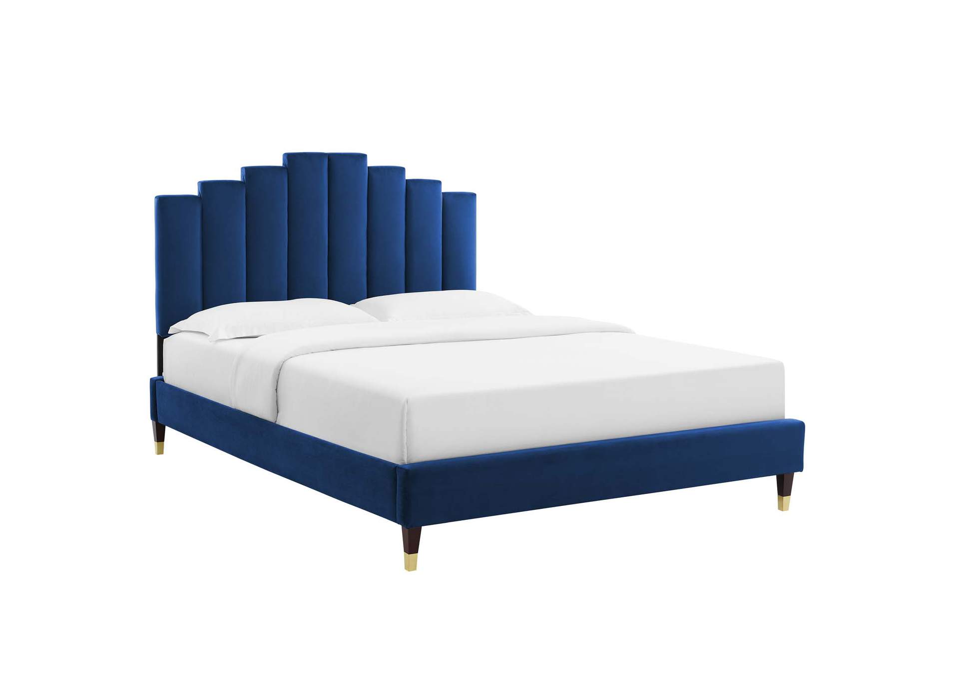 Navy Elise Twin Performance Velvet Platform Bed,Modway