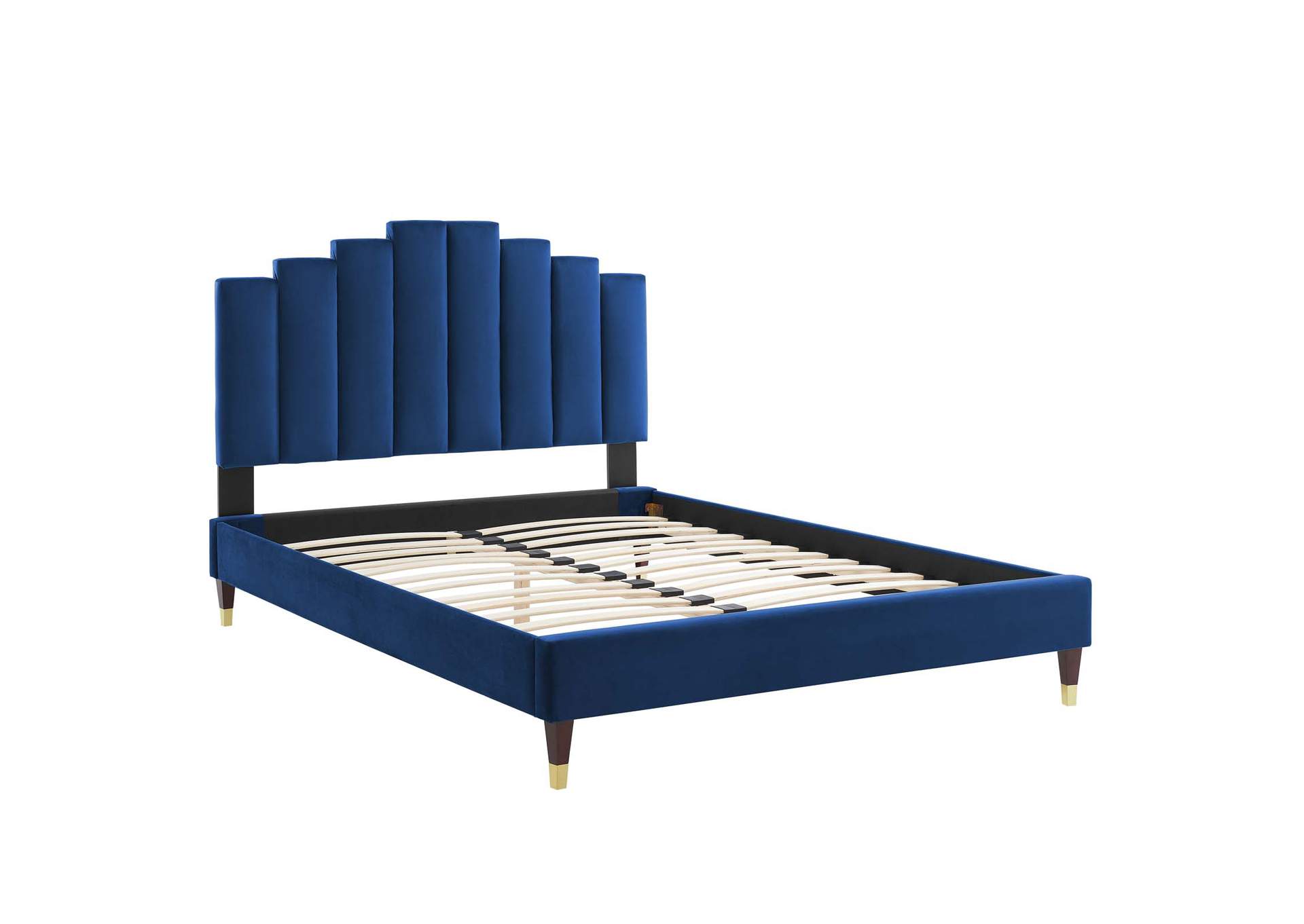 Navy Elise Twin Performance Velvet Platform Bed,Modway