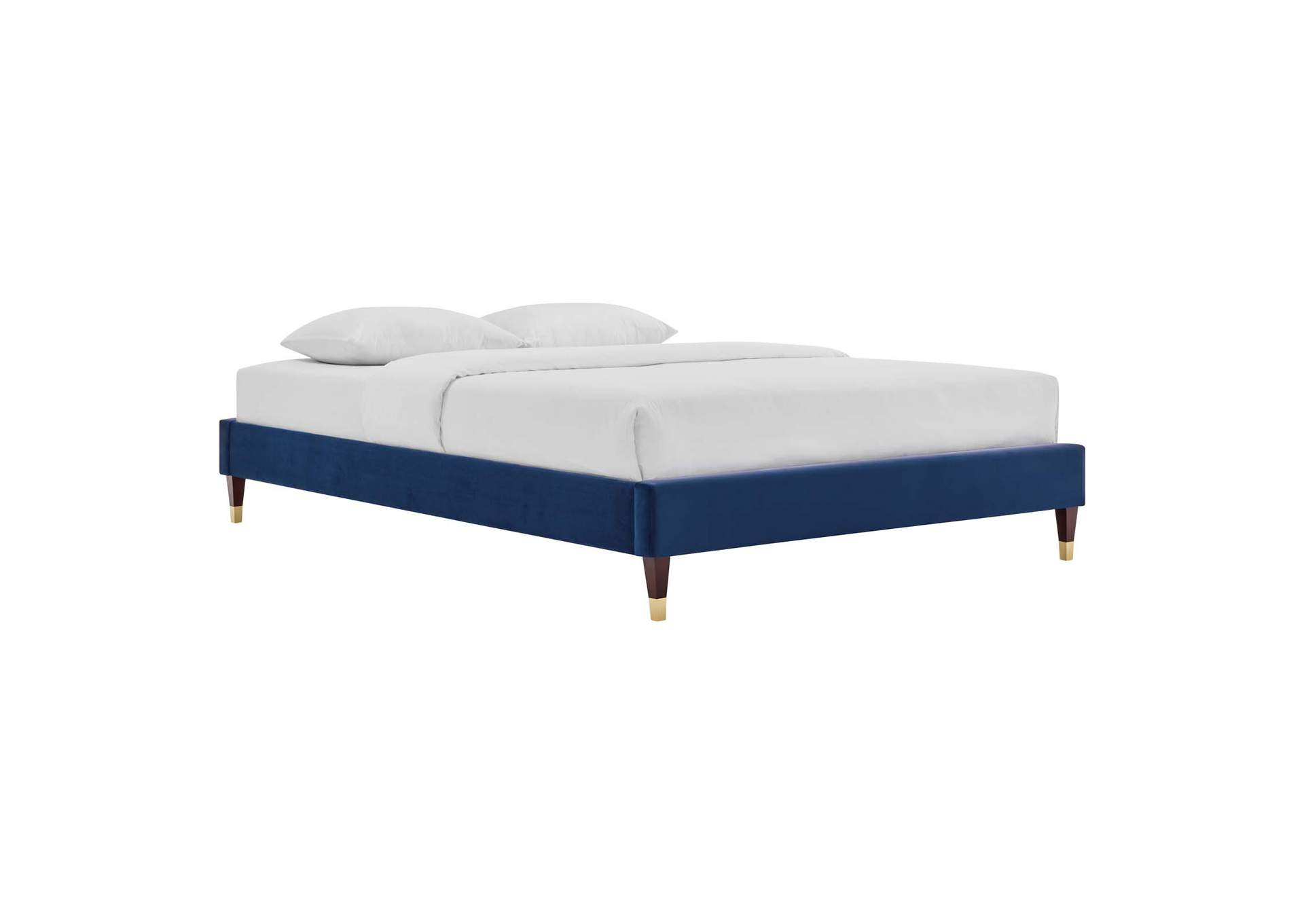 Navy Elise Twin Performance Velvet Platform Bed,Modway