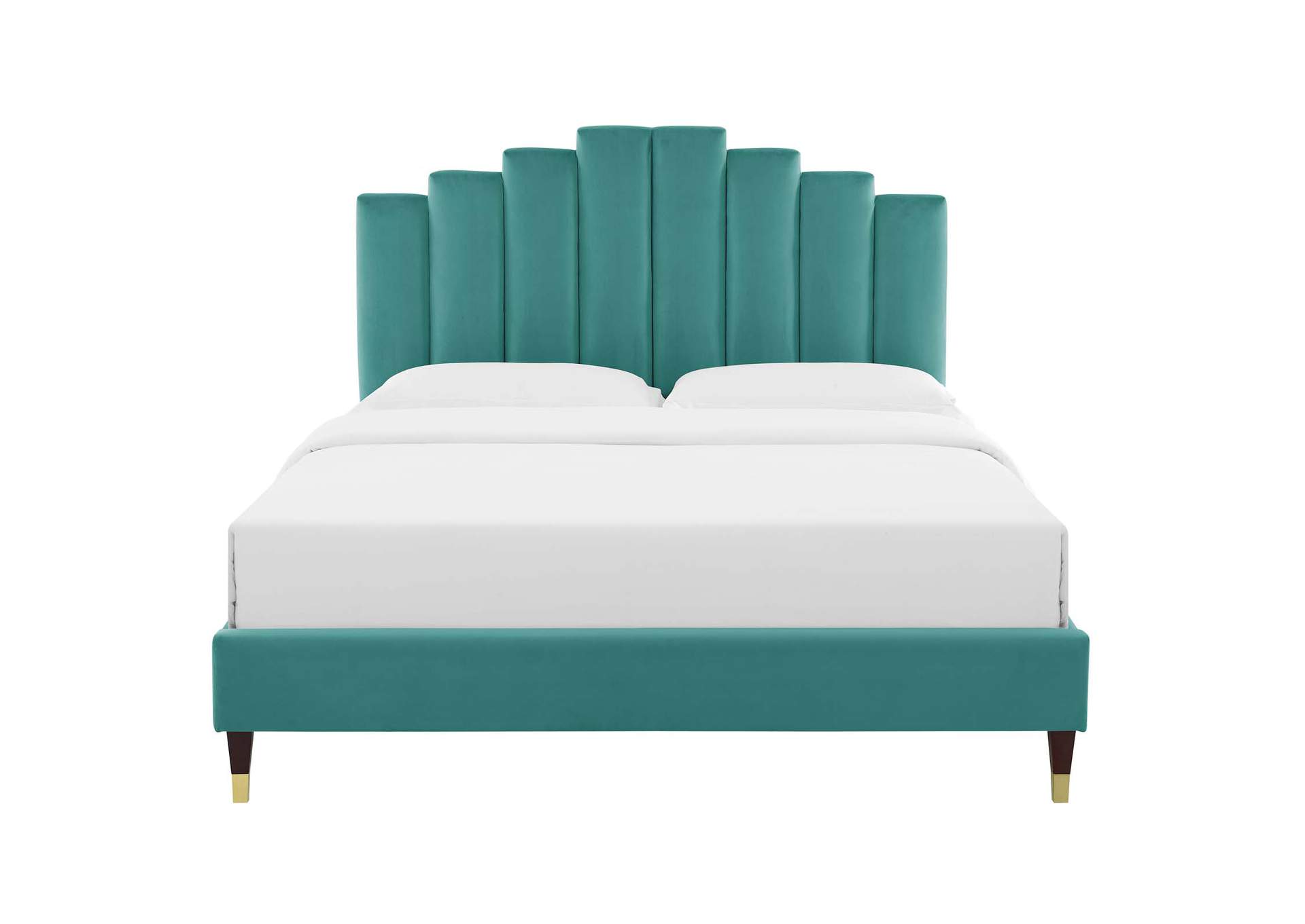 Teal Elise Twin Performance Velvet Platform Bed,Modway