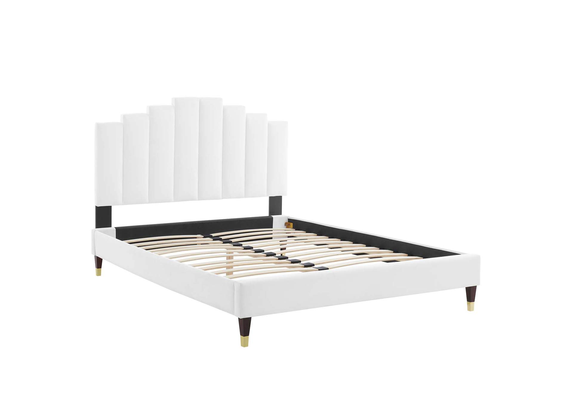 White Elise Twin Performance Velvet Platform Bed,Modway