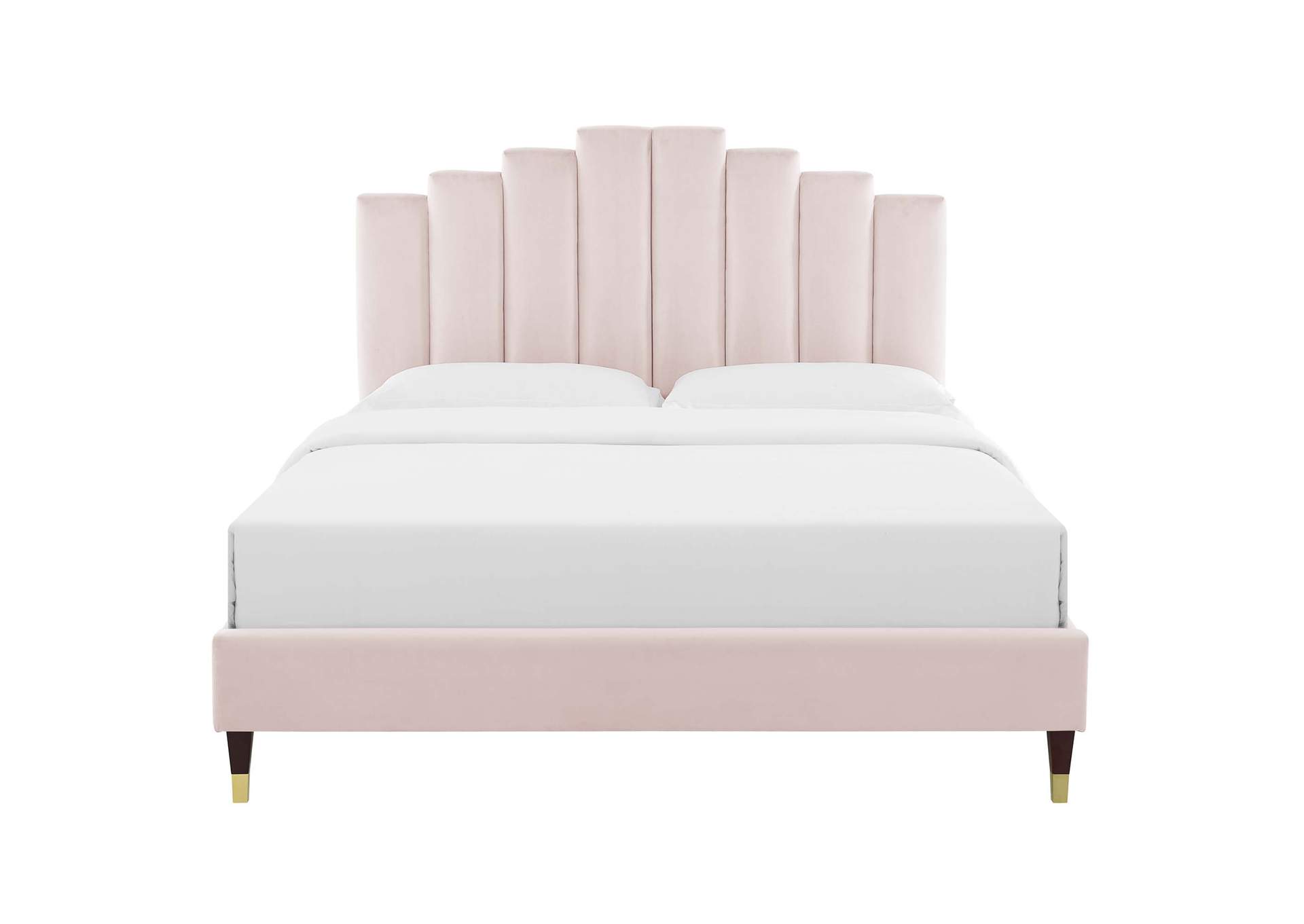 Pink Elise Full Performance Velvet Platform Bed,Modway