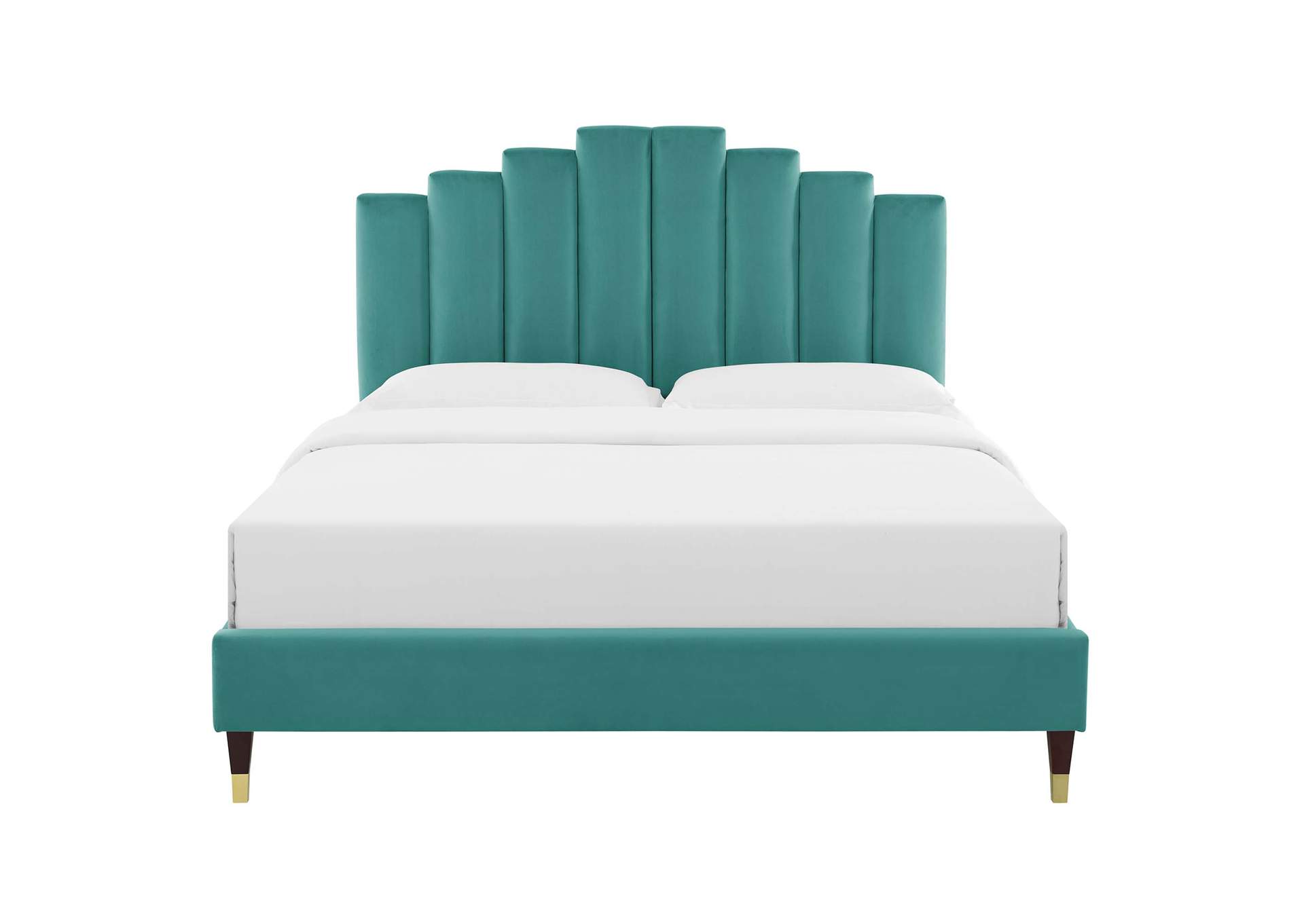 Teal Elise Full Performance Velvet Platform Bed,Modway