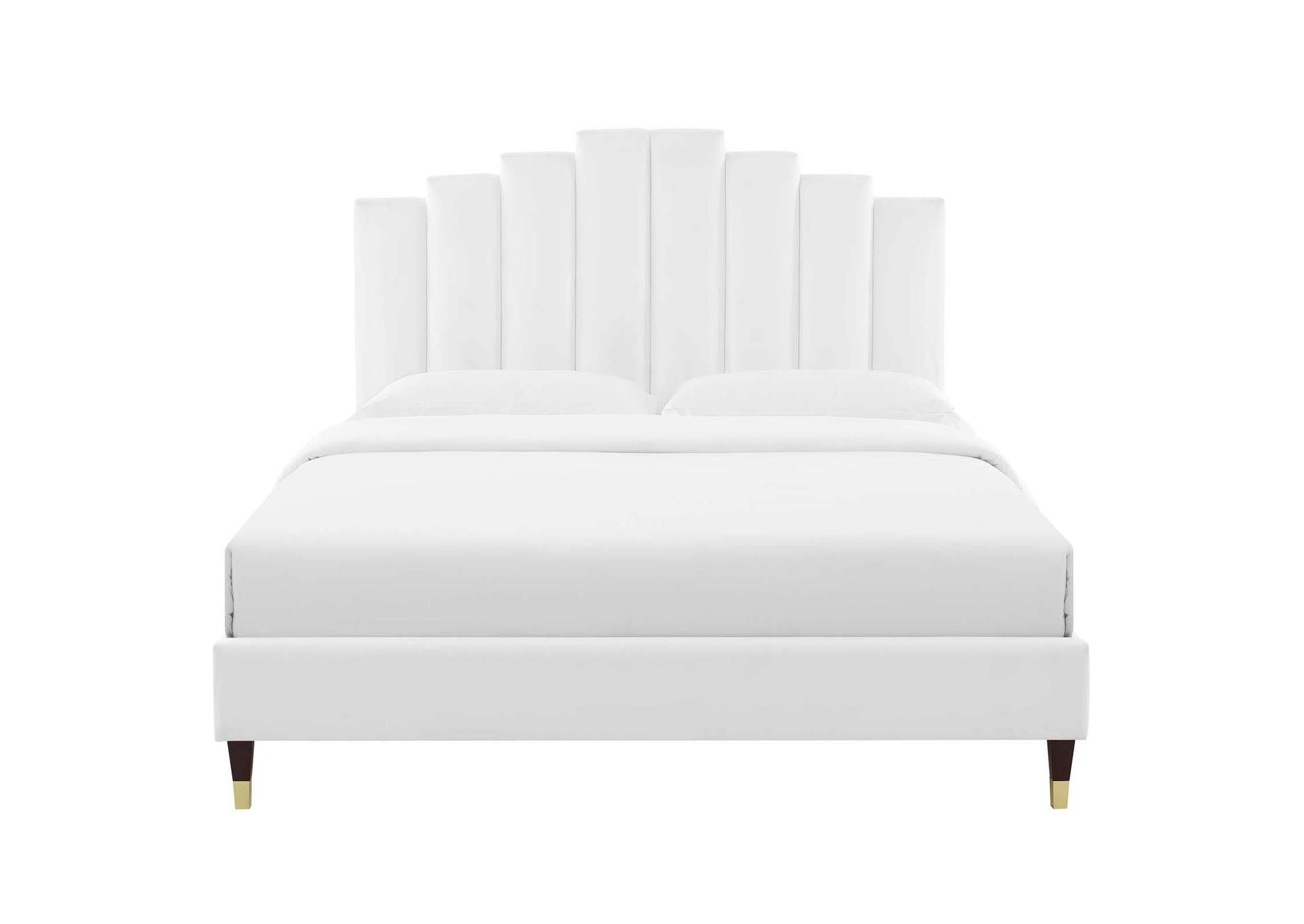 White Elise Full Performance Velvet Platform Bed,Modway