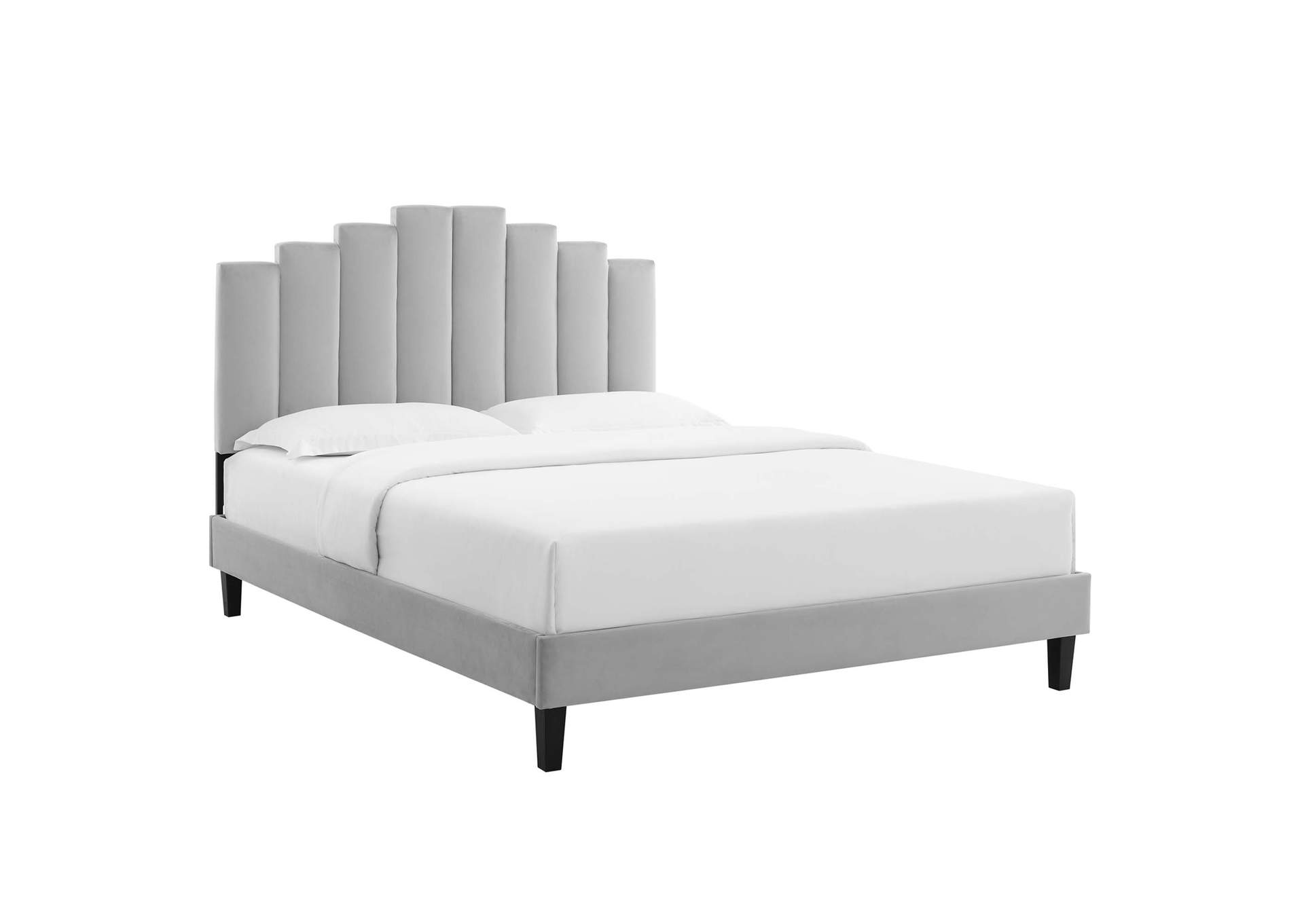 Light Gray Elise Twin Performance Velvet Platform Bed,Modway