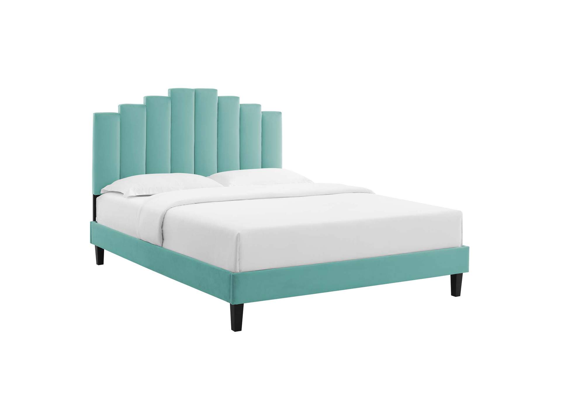 Mint Elise Twin Performance Velvet Platform Bed,Modway