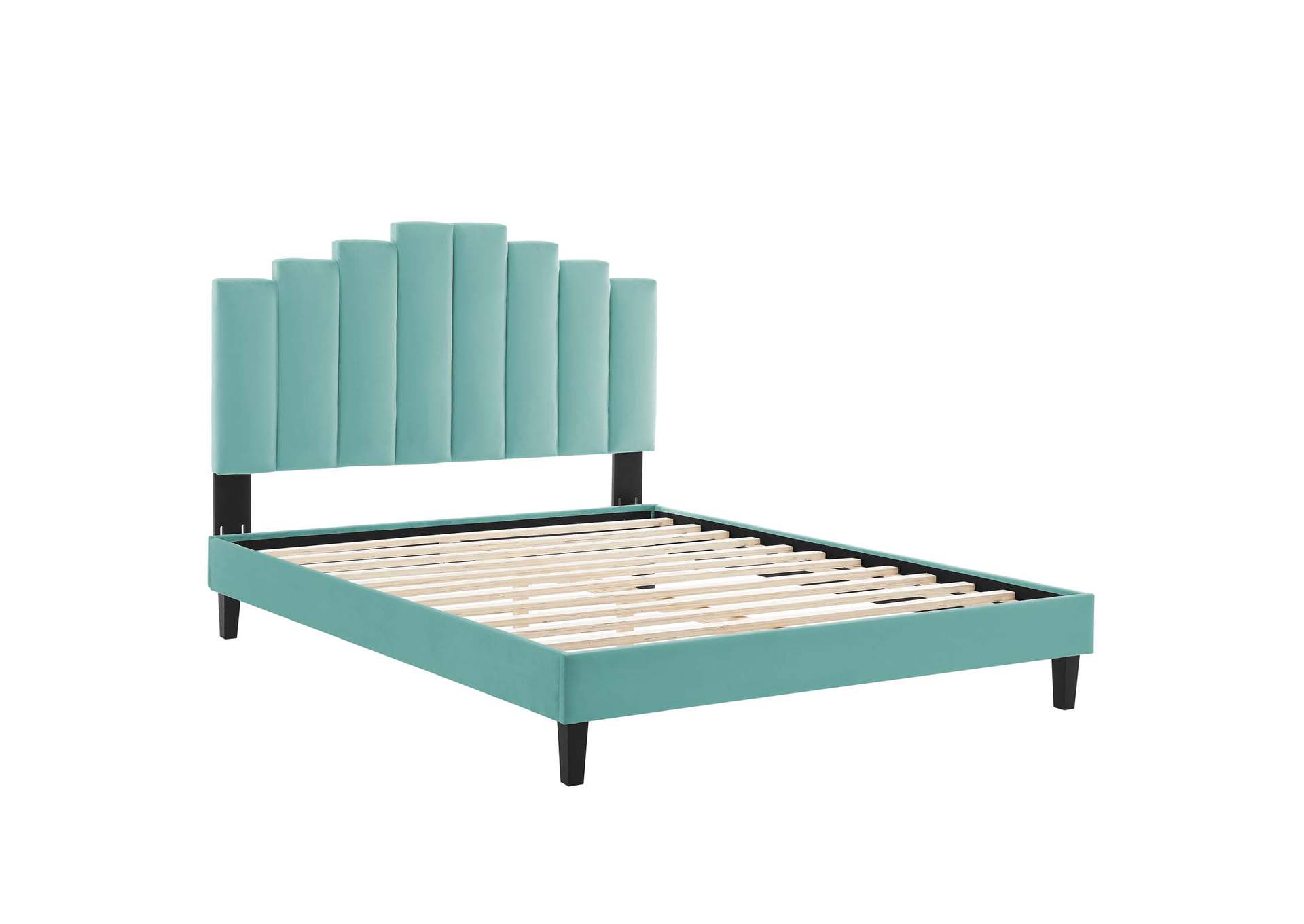 Mint Elise Twin Performance Velvet Platform Bed,Modway