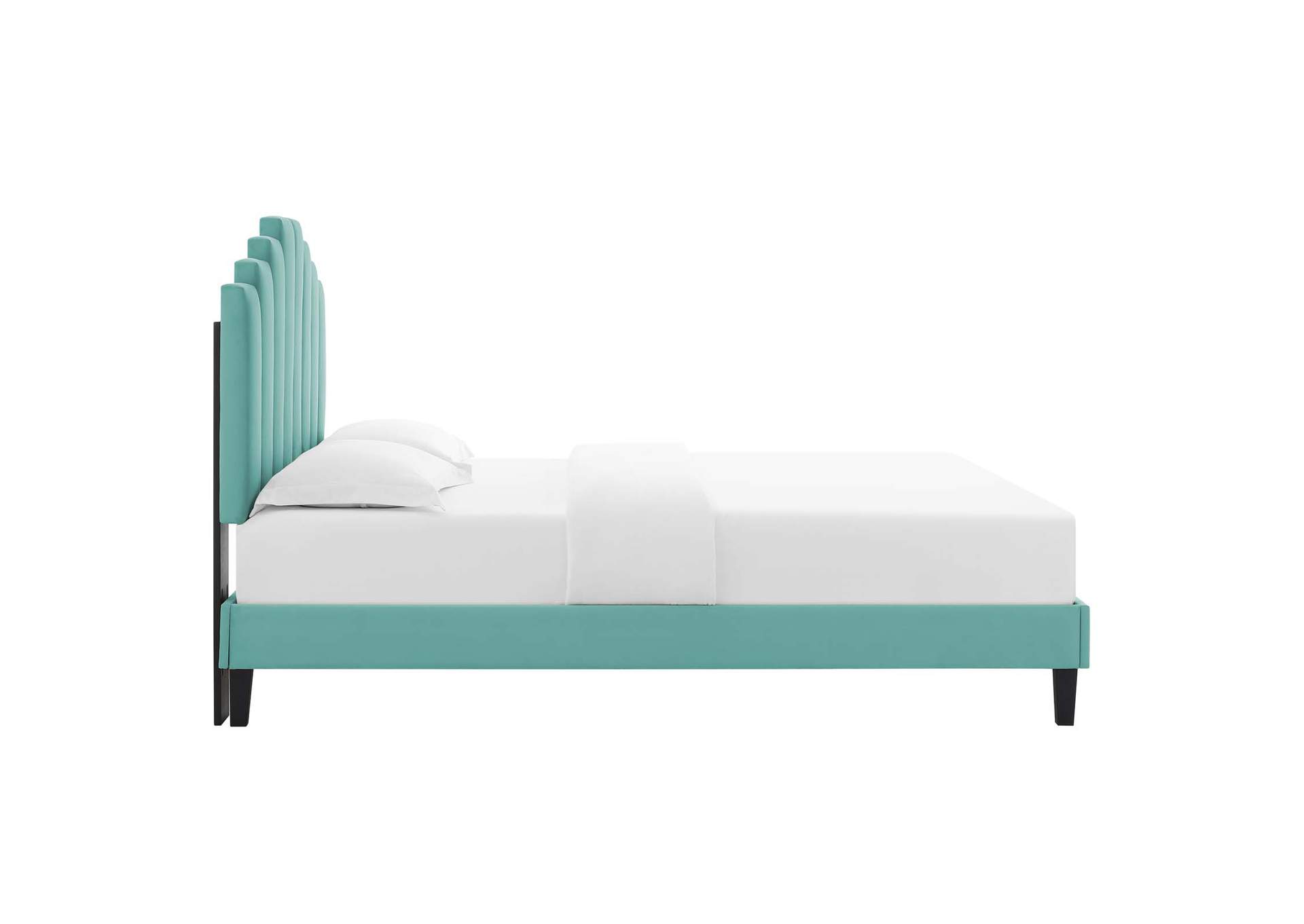 Mint Elise Twin Performance Velvet Platform Bed,Modway