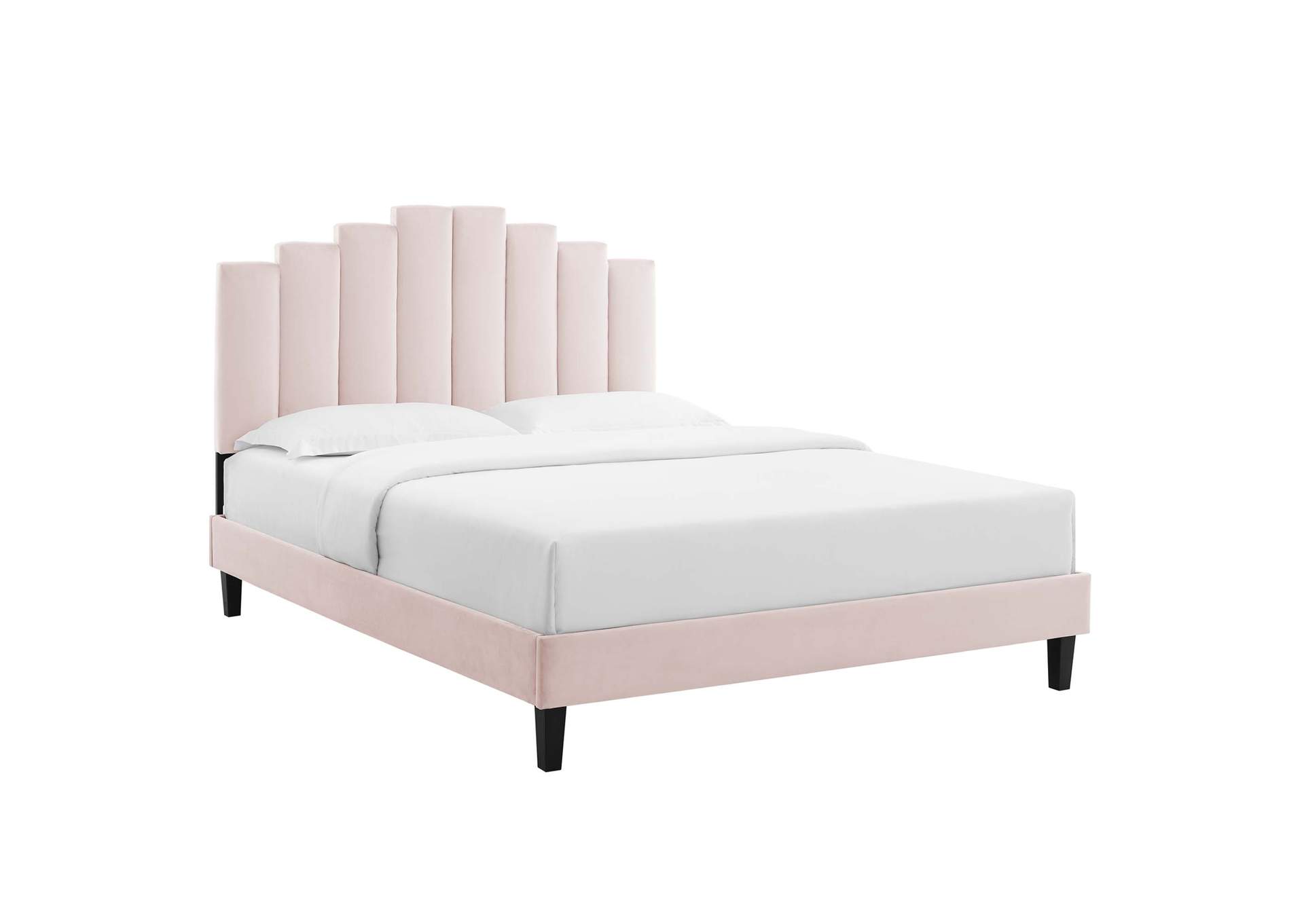 Pink Elise Full Performance Velvet Platform Bed,Modway