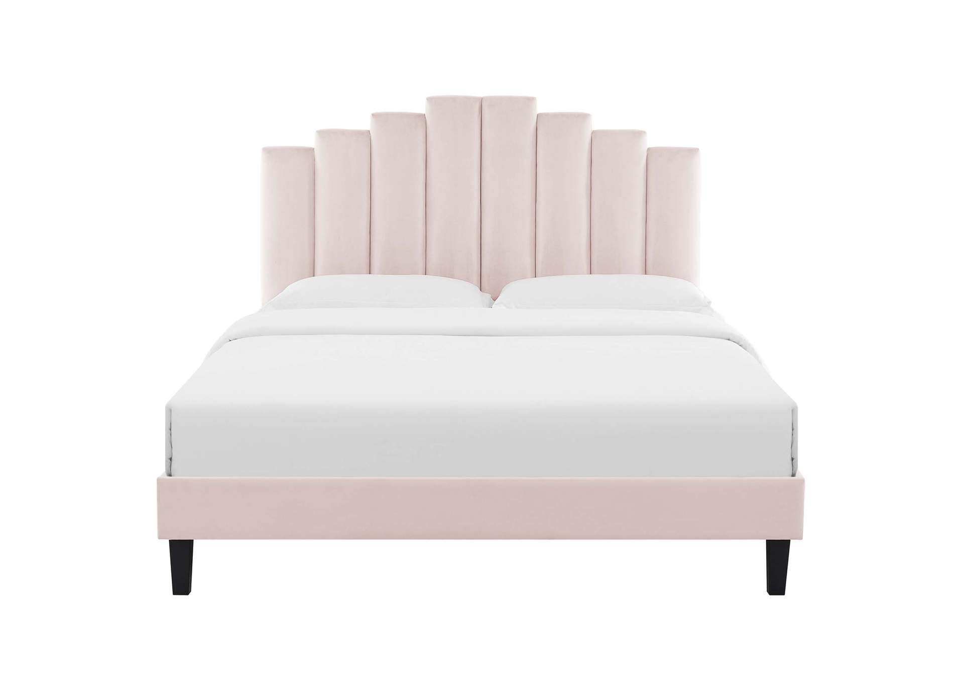 Pink Elise Full Performance Velvet Platform Bed,Modway