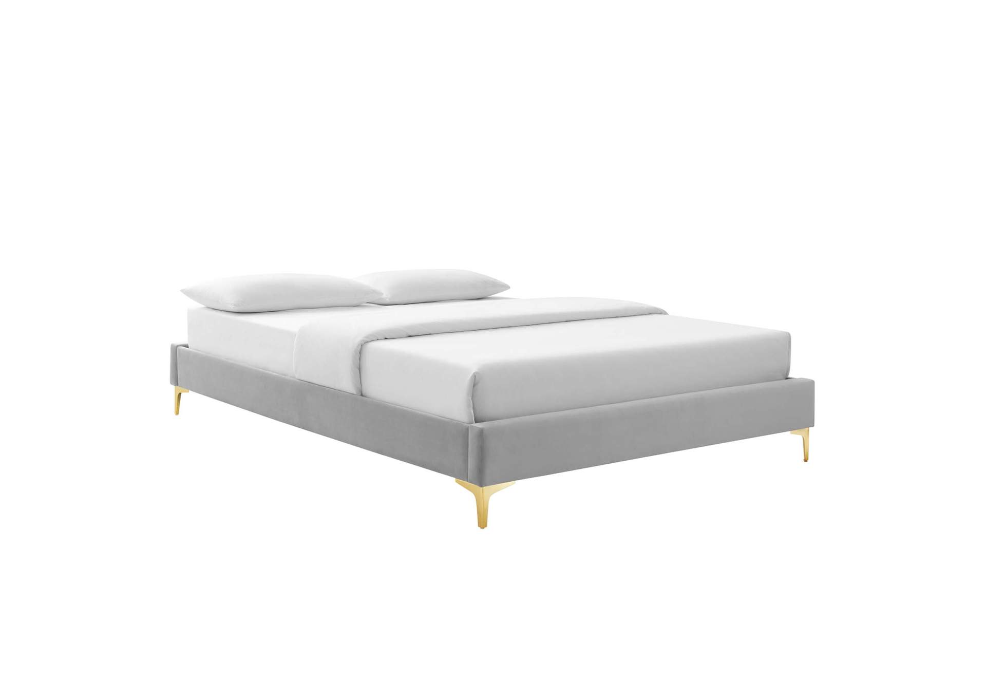 Light Gray Elise Twin Performance Velvet Platform Bed,Modway