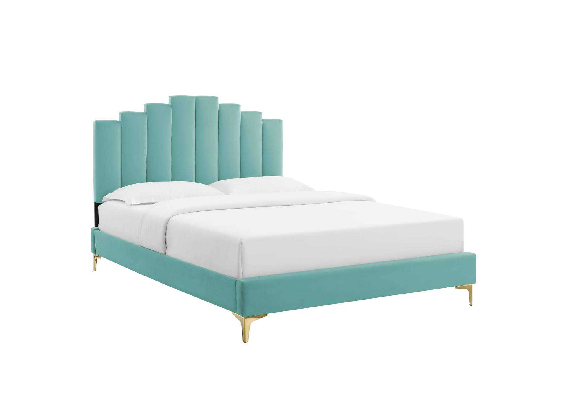 Mint Elise Twin Performance Velvet Platform Bed,Modway