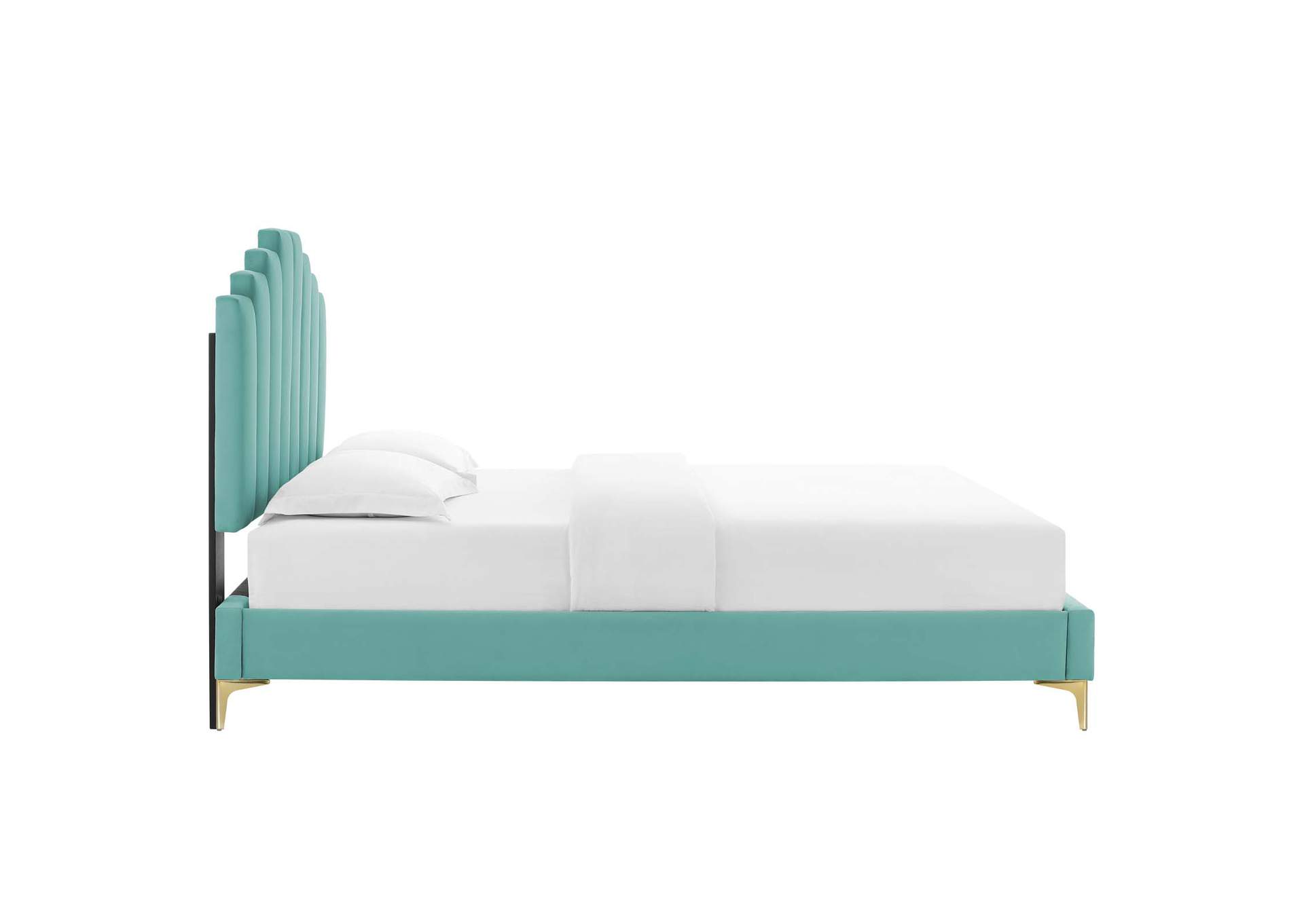 Mint Elise Twin Performance Velvet Platform Bed,Modway