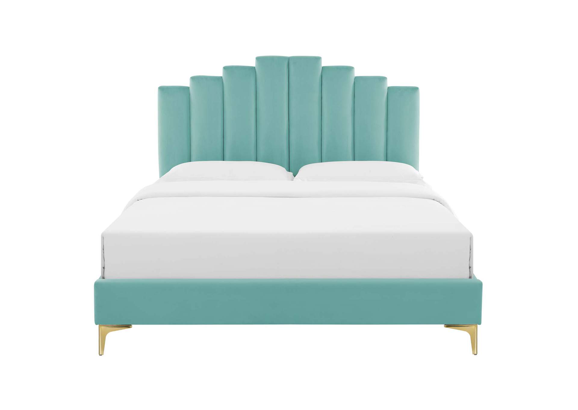 Mint Elise Twin Performance Velvet Platform Bed,Modway