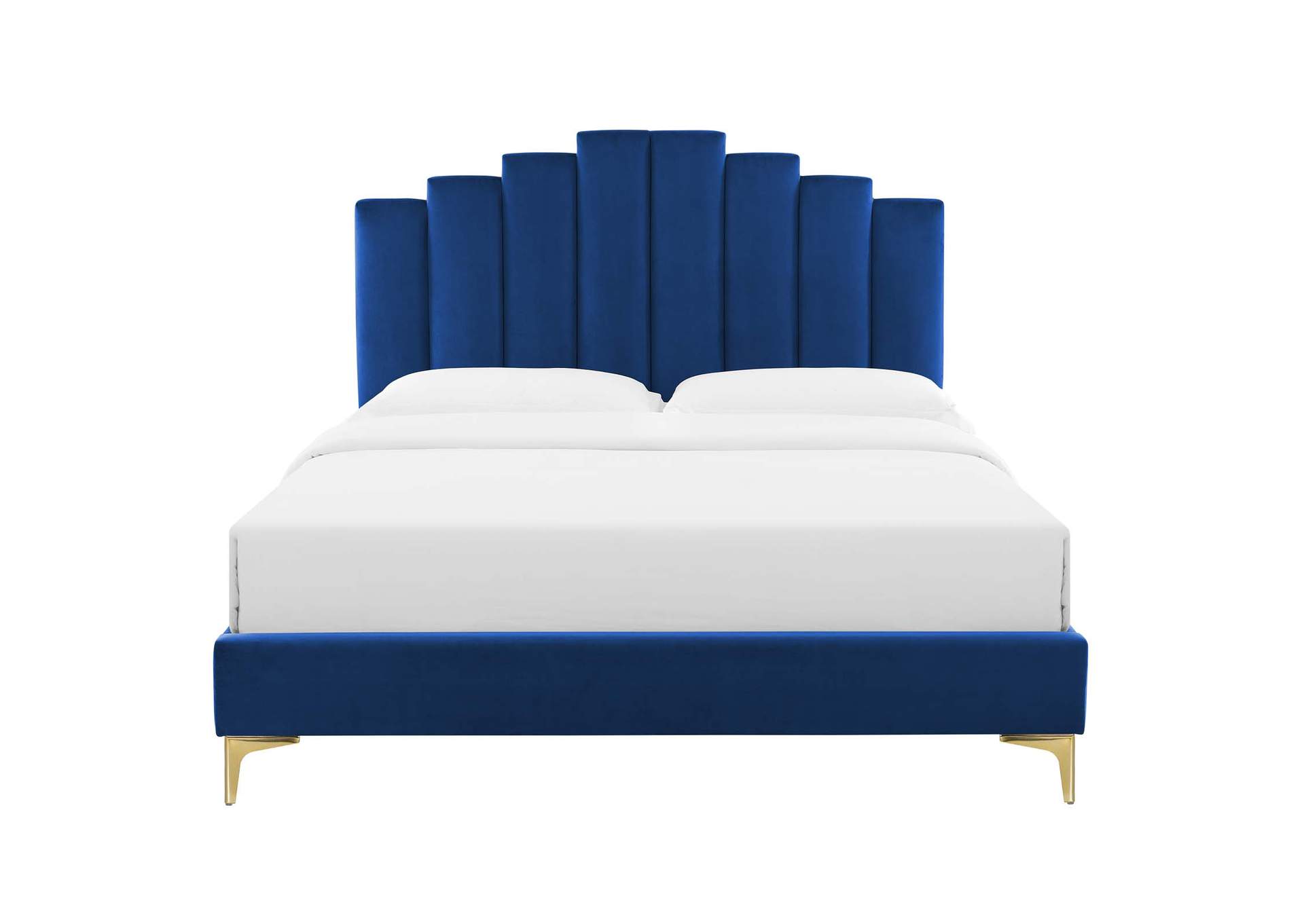 Navy Elise Twin Performance Velvet Platform Bed,Modway