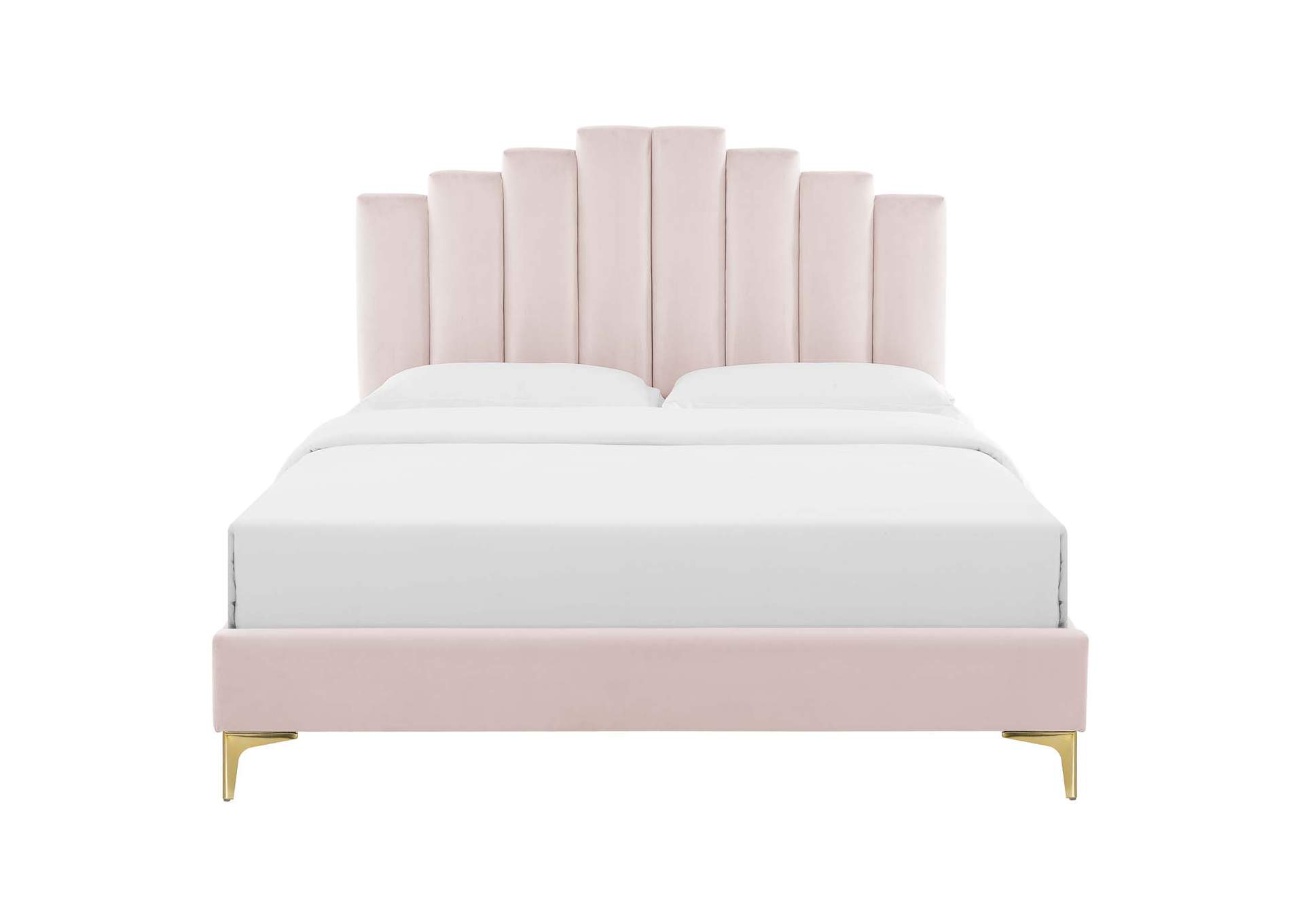 Pink Elise Twin Performance Velvet Platform Bed,Modway