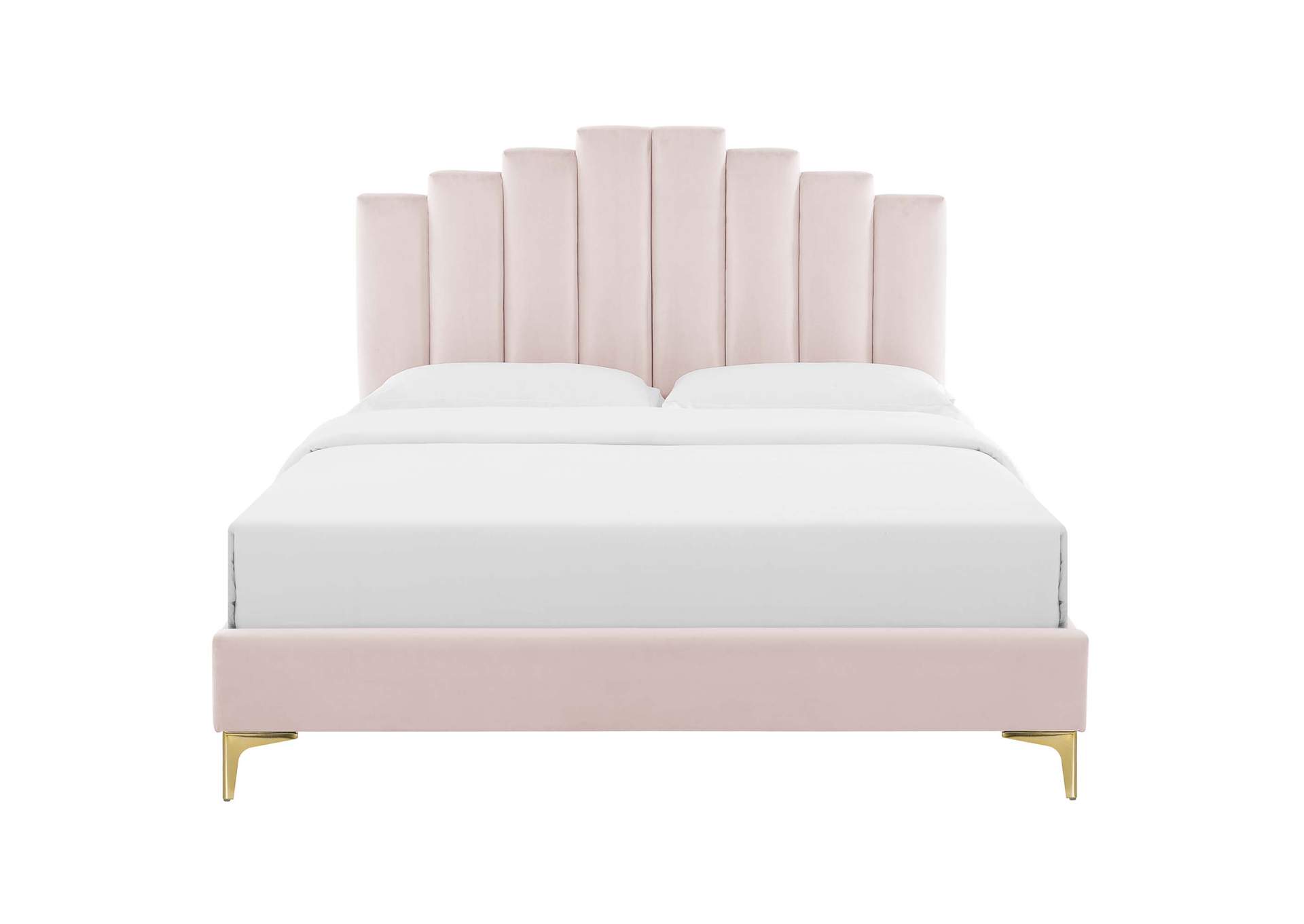 Pink Elise Full Performance Velvet Platform Bed,Modway