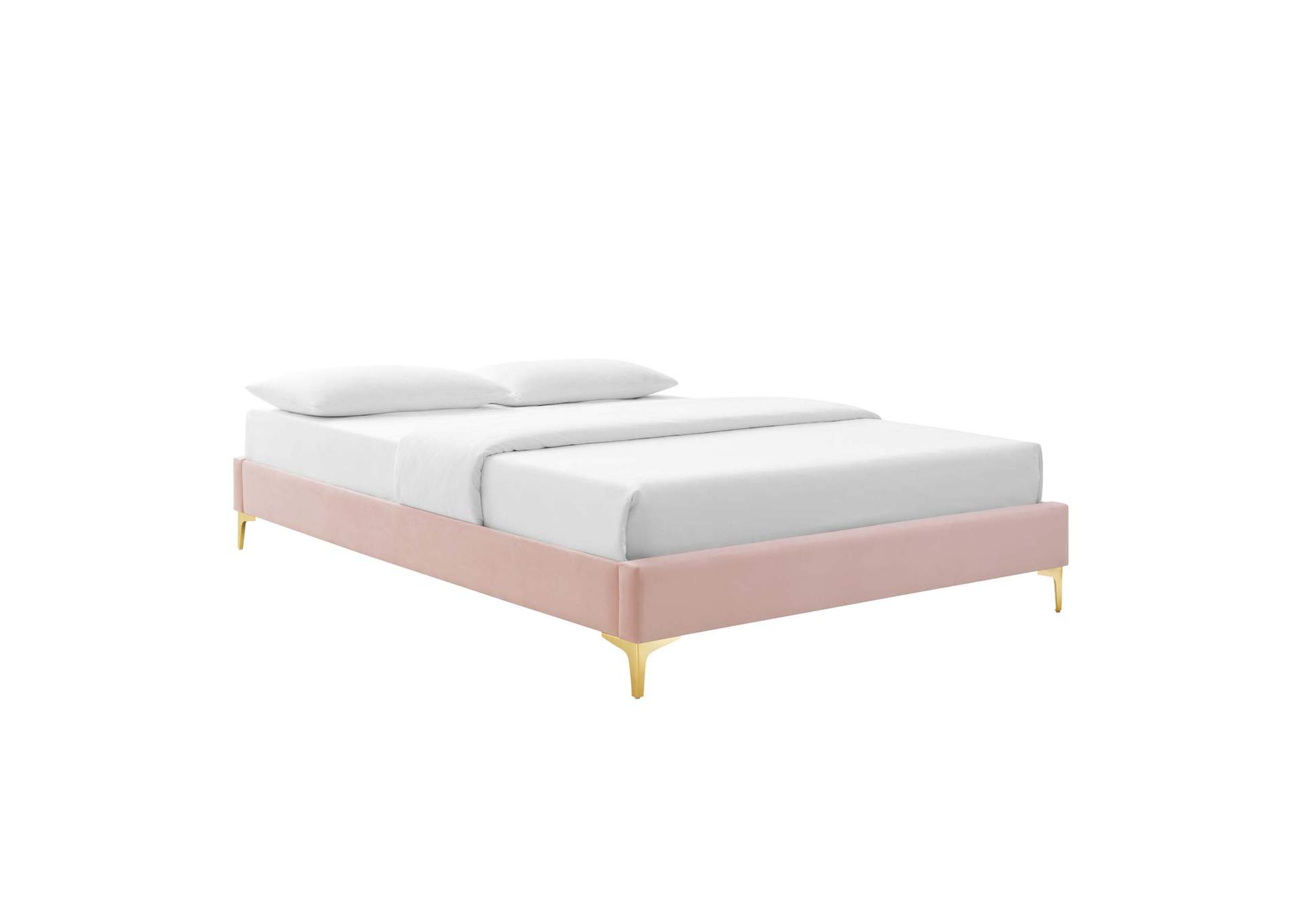 Pink Elise Full Performance Velvet Platform Bed,Modway