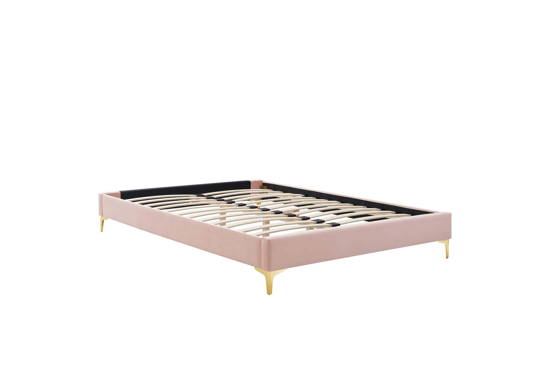 Pink Elise Full Performance Velvet Platform Bed,Modway