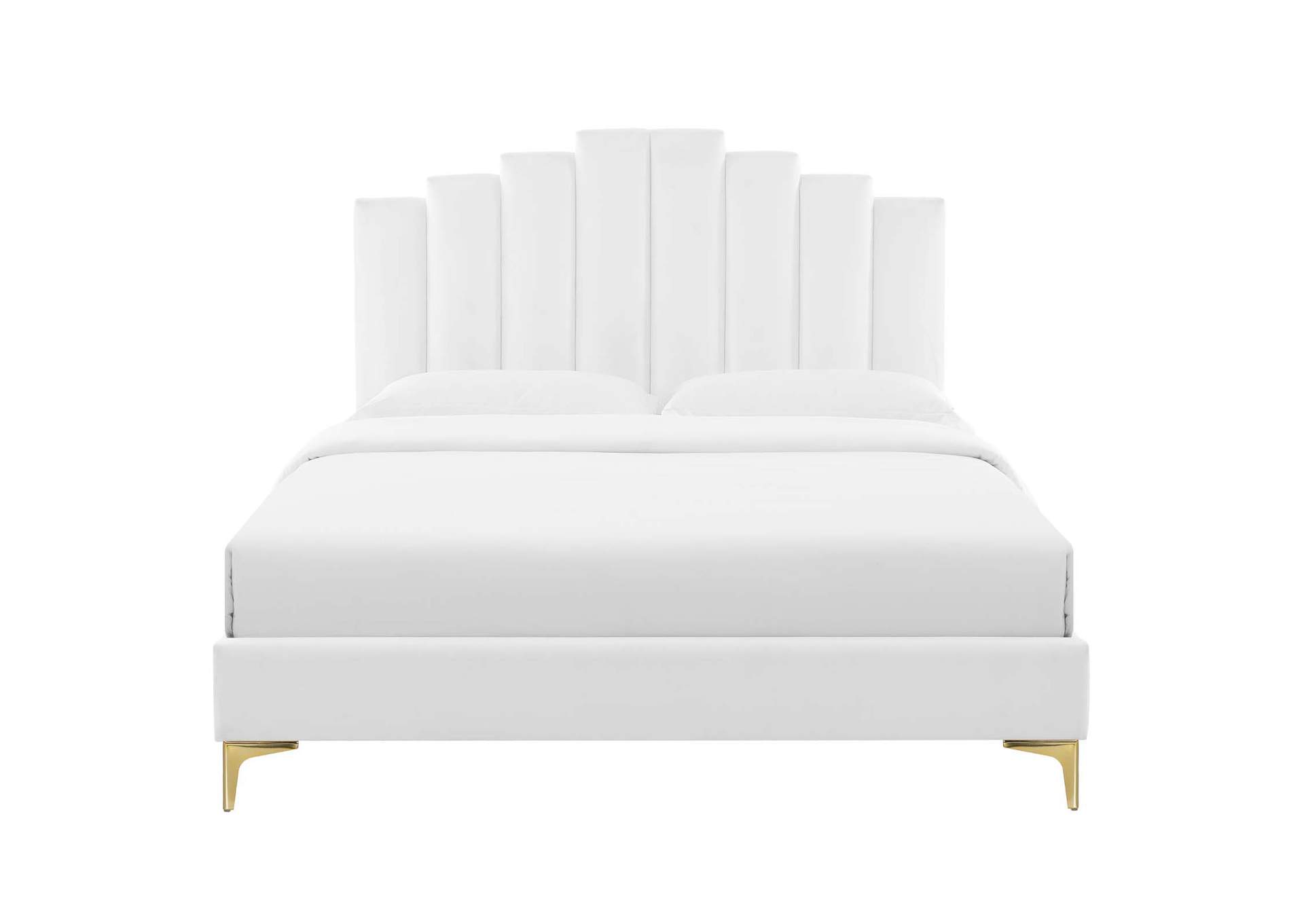 White Elise Full Performance Velvet Platform Bed,Modway