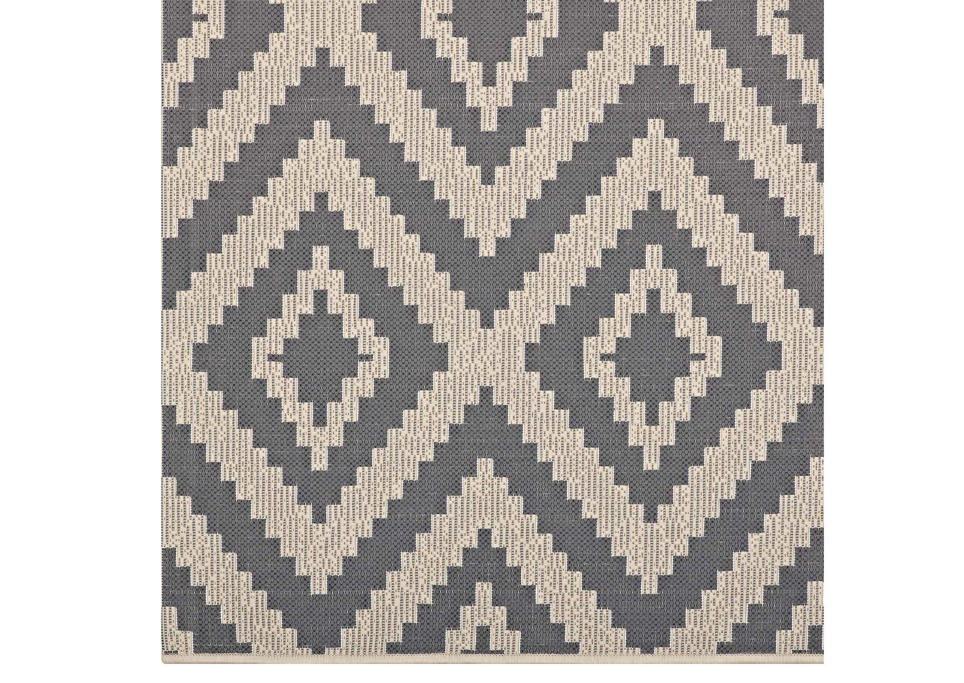 Gray and Beige Jagged Geometric Diamond Trellis 8x10 Indoor and Outdoor Area Rug,Modway