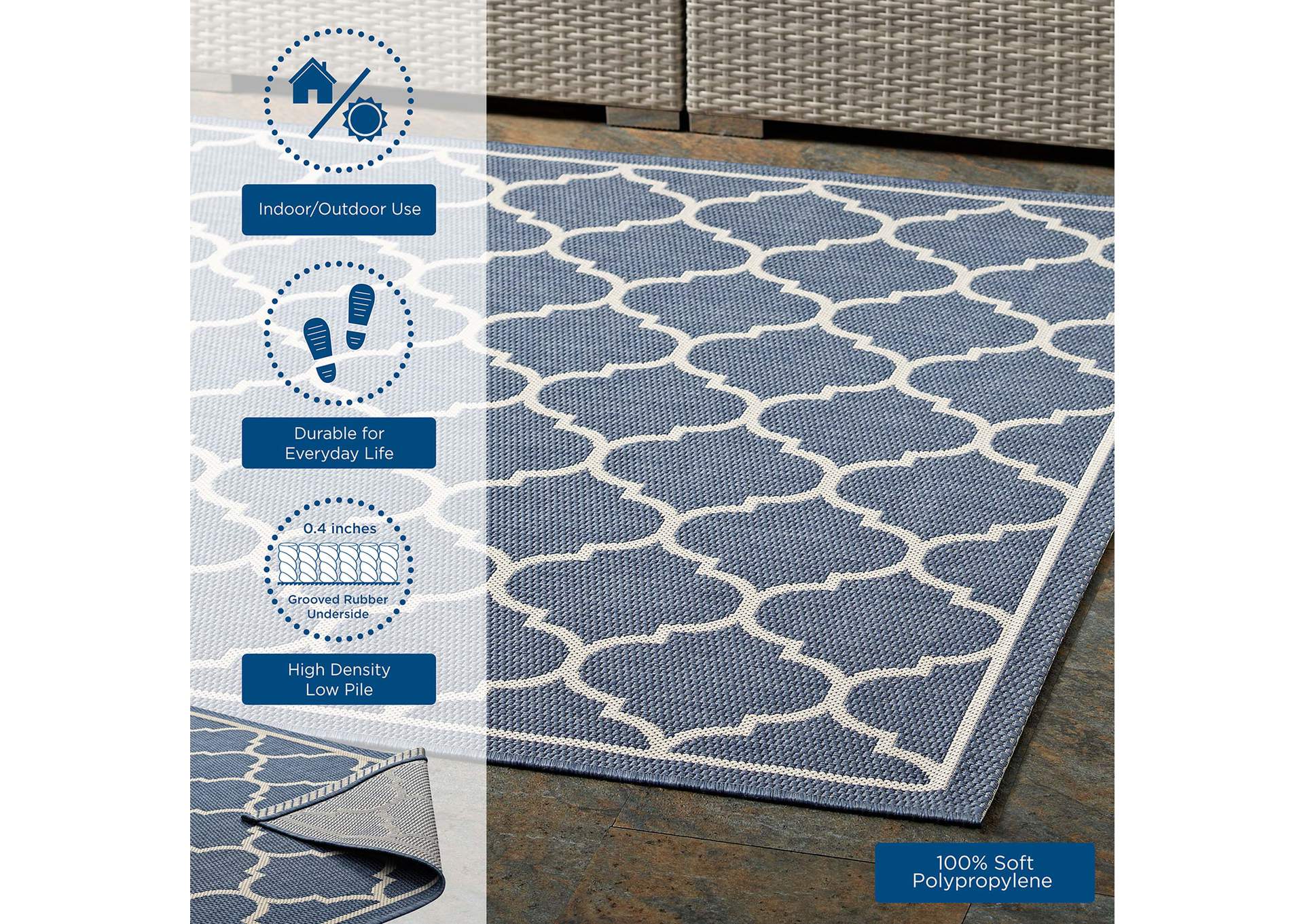 Avena Moroccan Quatrefoil Trellis 4x6 Indoor and Outdoor Area Rug,Modway