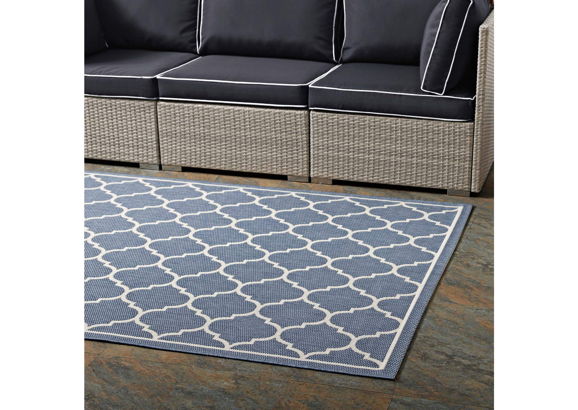 Avena Moroccan Quatrefoil Trellis 4x6 Indoor and Outdoor Area Rug,Modway