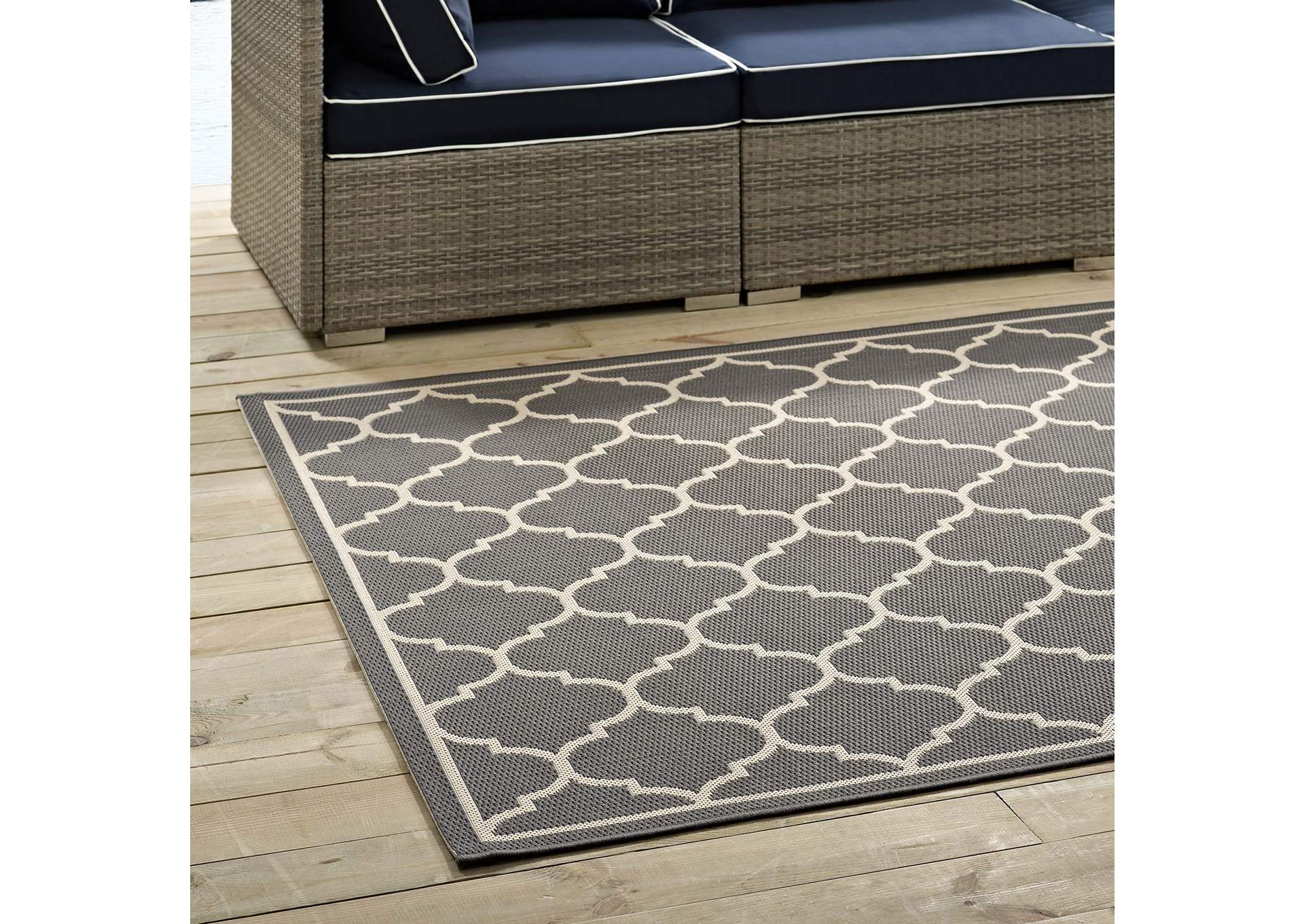 Avena Moroccan Quatrefoil Trellis 4x6 Indoor and Outdoor Area Rug,Modway