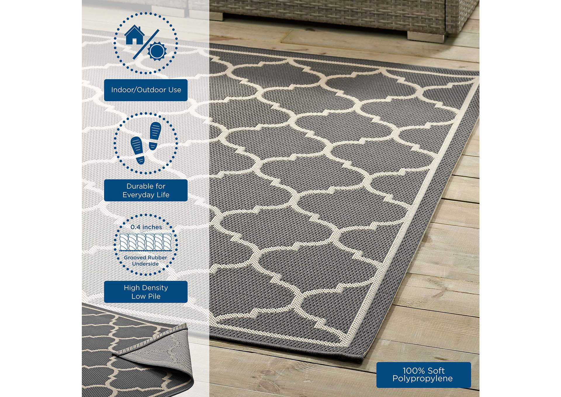 Avena Moroccan Quatrefoil Trellis 4x6 Indoor and Outdoor Area Rug,Modway