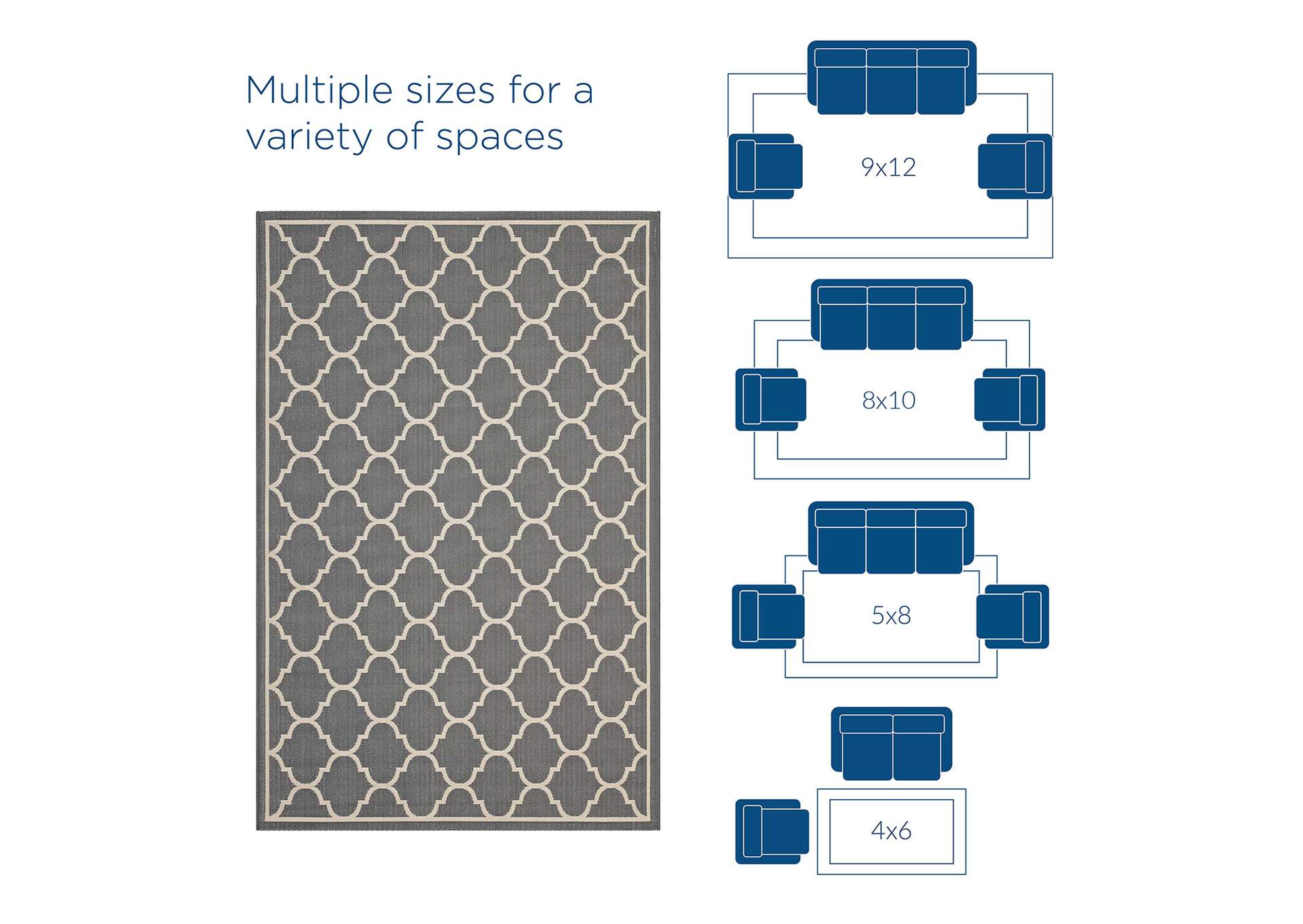 Avena Moroccan Quatrefoil Trellis 9x12 Indoor and Outdoor Area Rug,Modway