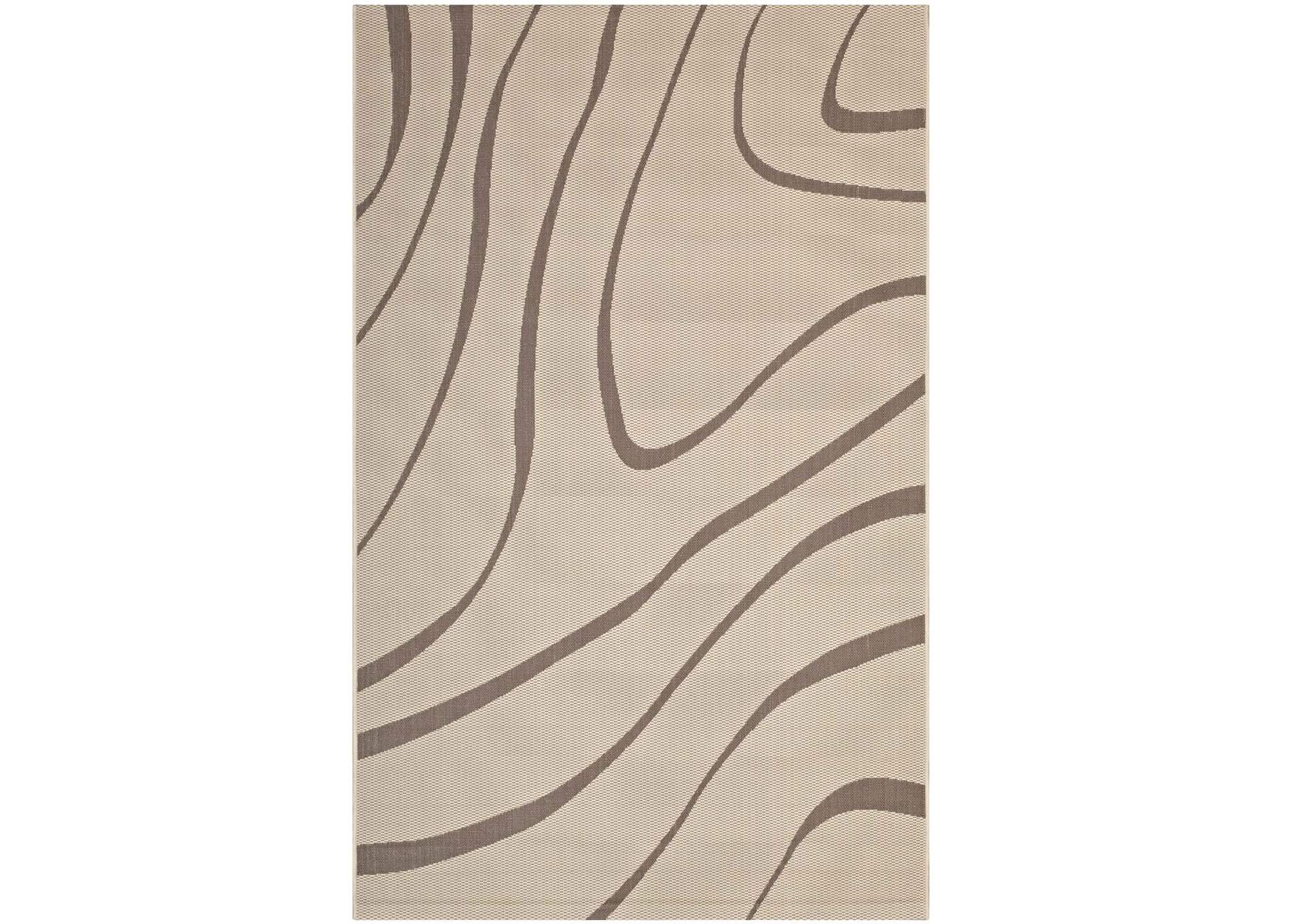 Light and Dark Beige Surge Swirl Abstract 8x10 Indoor and Outdoor Area Rug,Modway