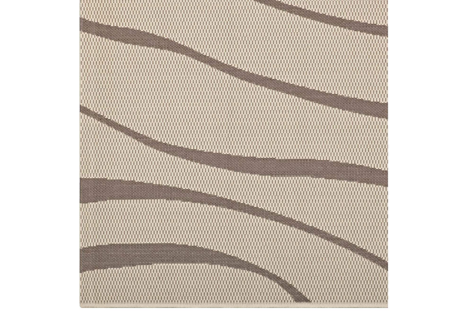 Light and Dark Beige Surge Swirl Abstract 8x10 Indoor and Outdoor Area Rug,Modway